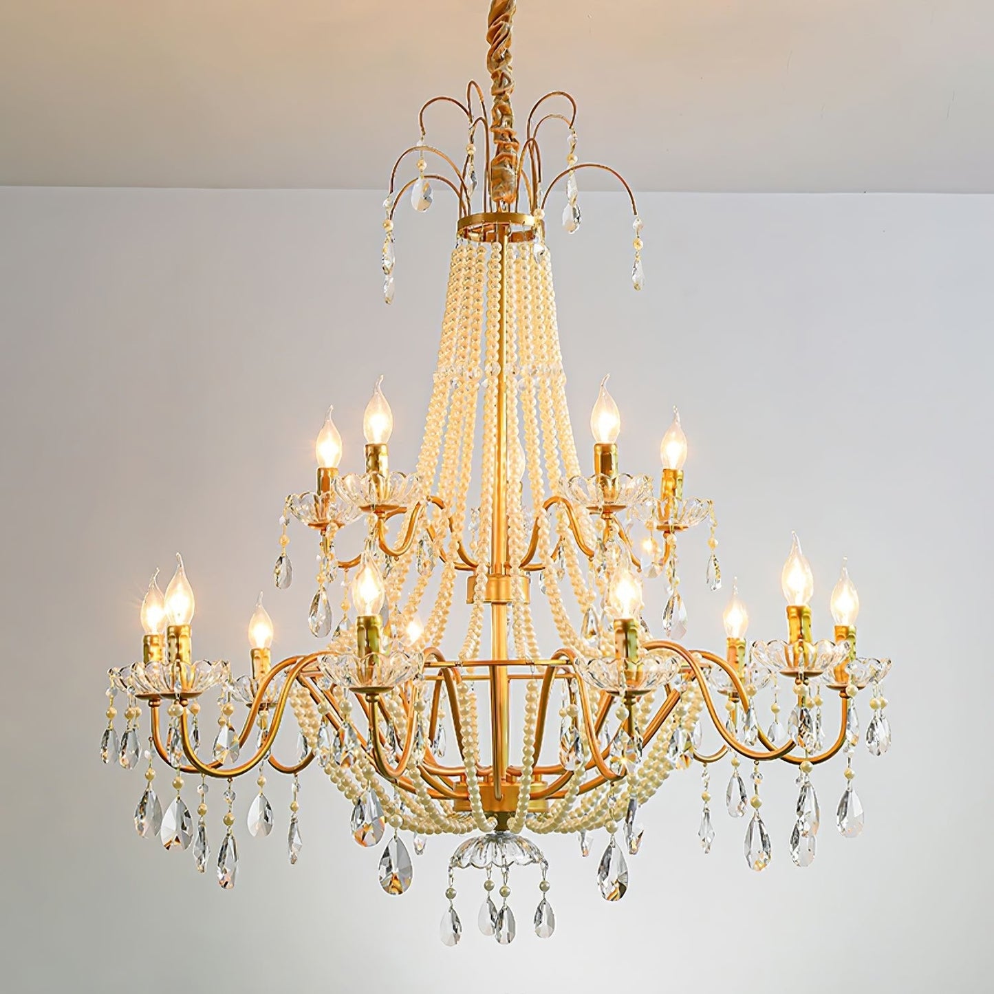 Arcadia Gold Crystal Chandelier with Multi-Head Luxurious Elegance