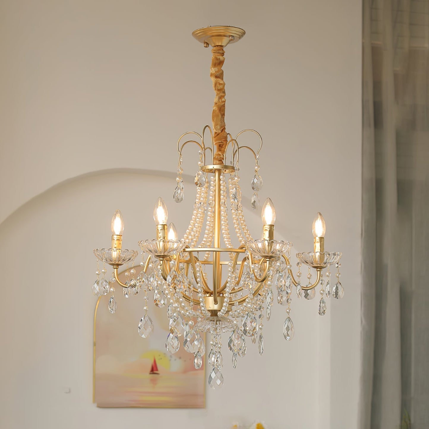 Arcadia Gold Crystal Chandelier with Multi-Head Luxurious Elegance