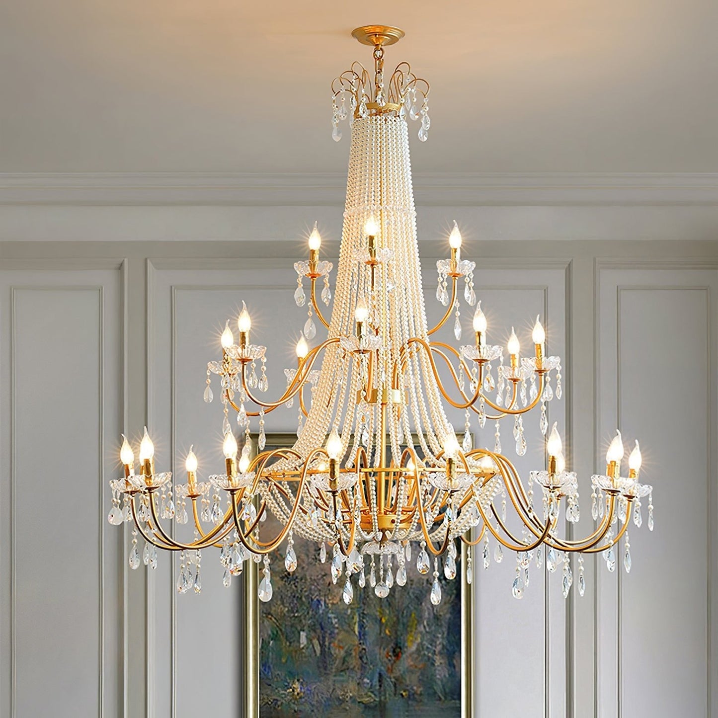 Arcadia Gold Crystal Chandelier with Multi-Head Luxurious Elegance