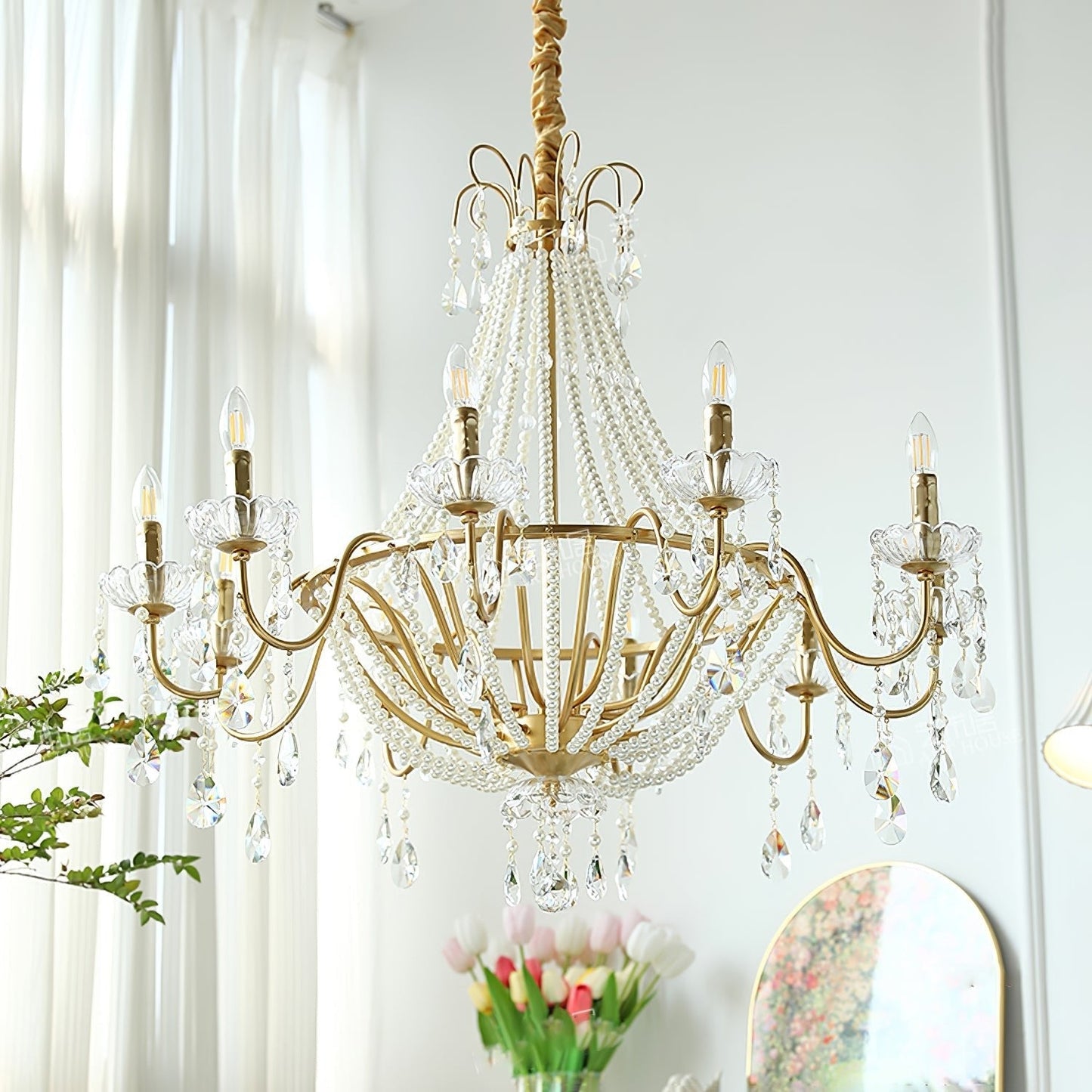 Arcadia Gold Crystal Chandelier with Multi-Head Luxurious Elegance