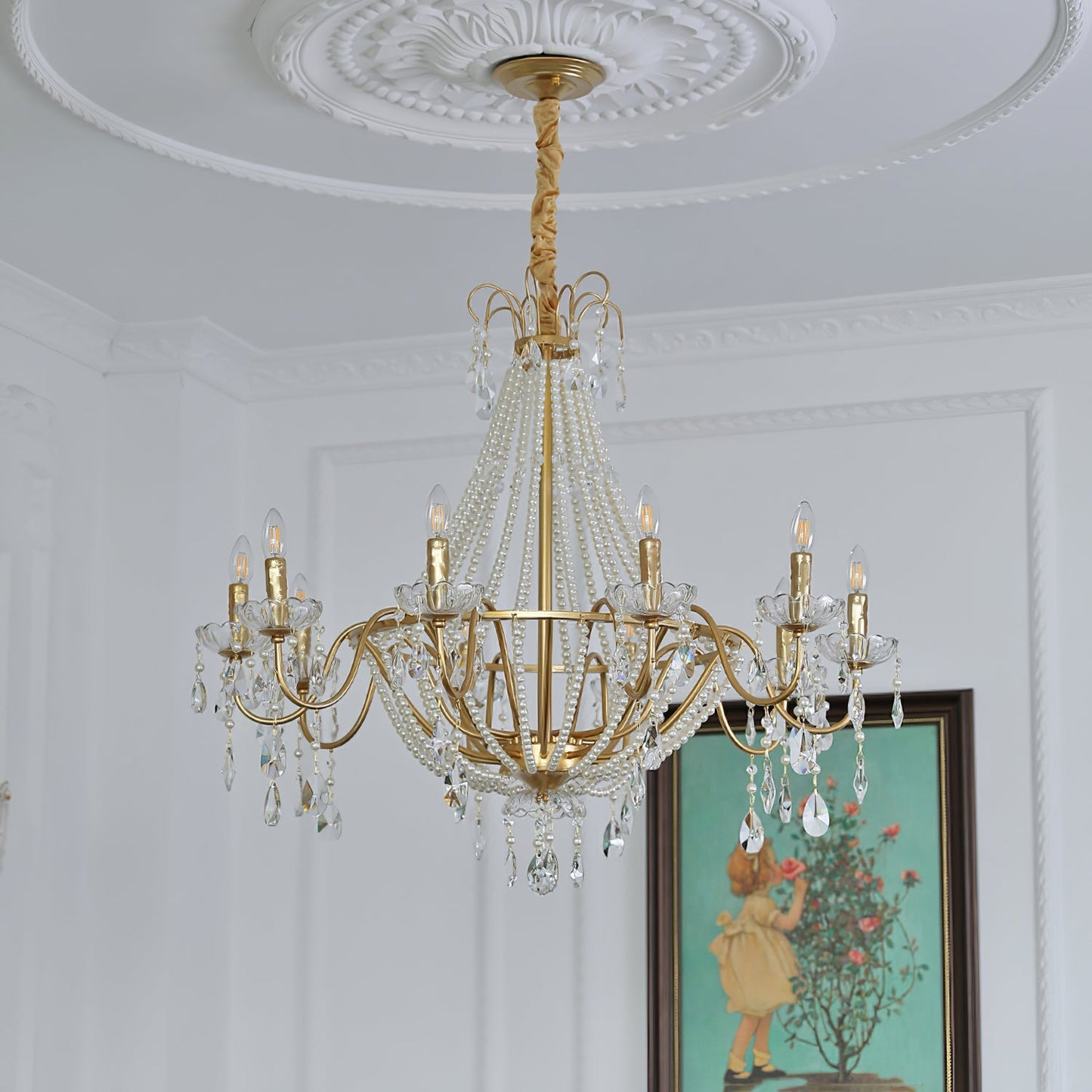 Arcadia Gold Crystal Chandelier with Multi-Head Luxurious Elegance