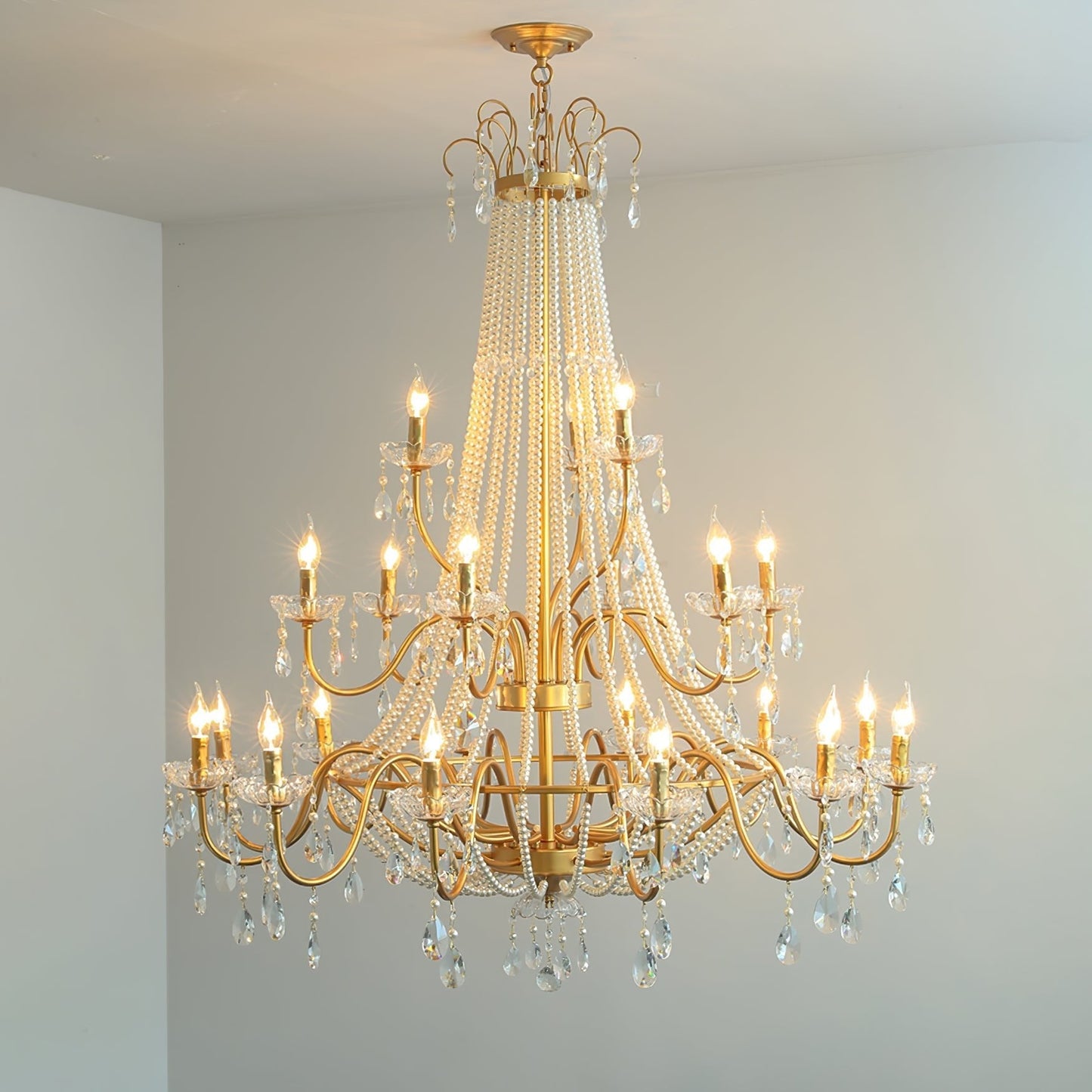 Arcadia Gold Crystal Chandelier with Multi-Head Luxurious Elegance