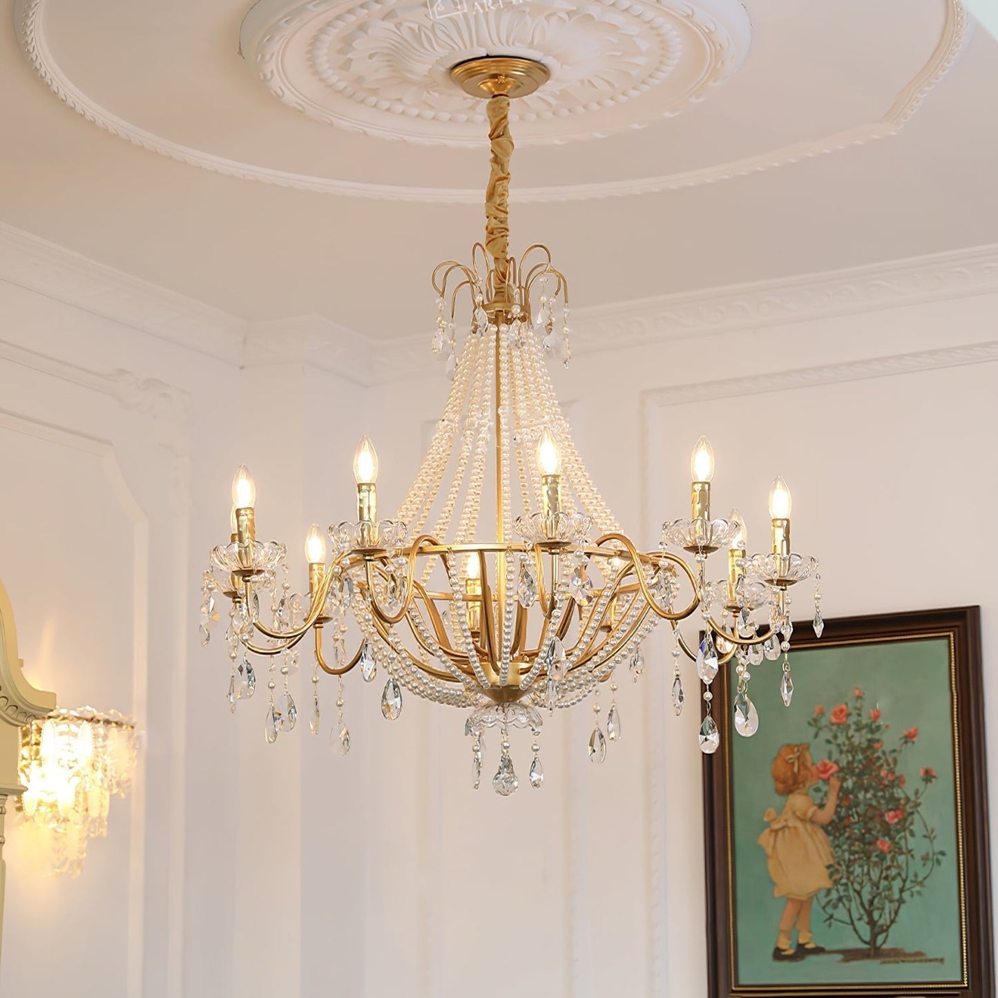 Arcadia Gold Crystal Chandelier with Multi-Head Luxurious Elegance