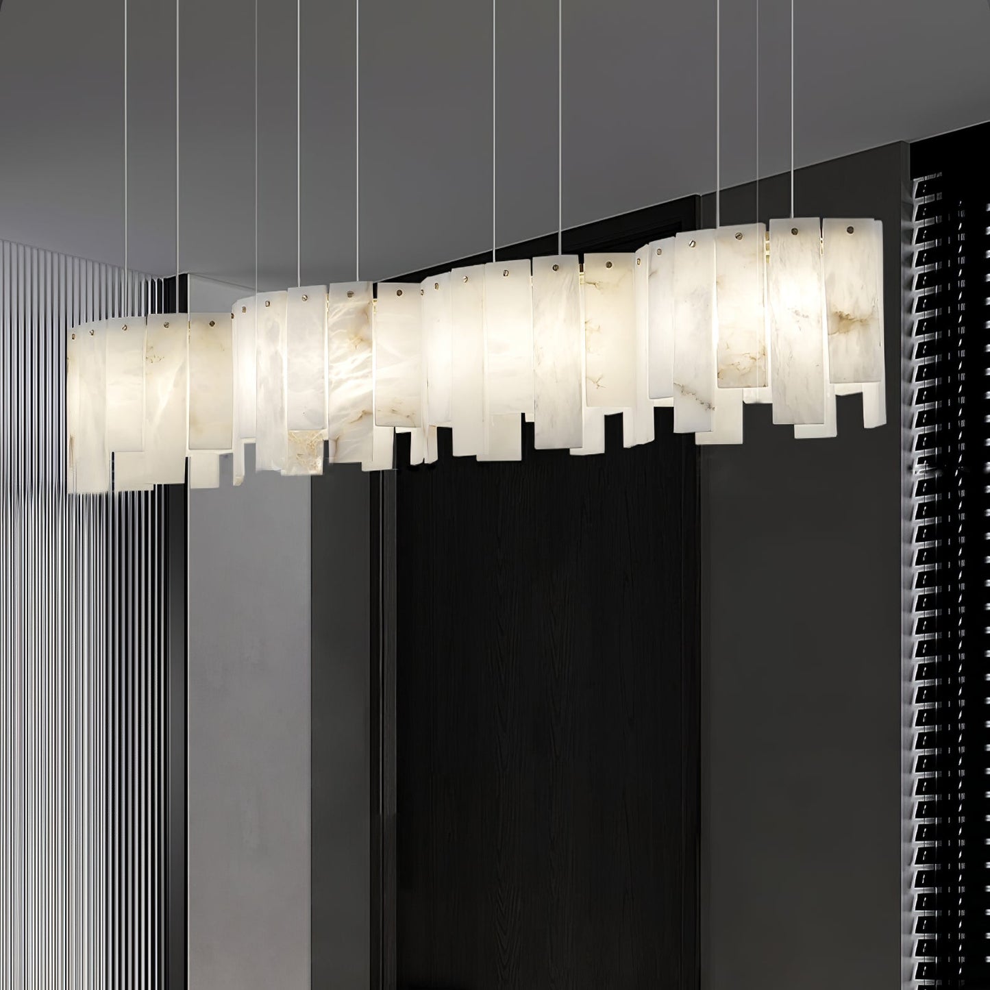 Arctora Alabaster Pendant Lamp with Gold & White Finish