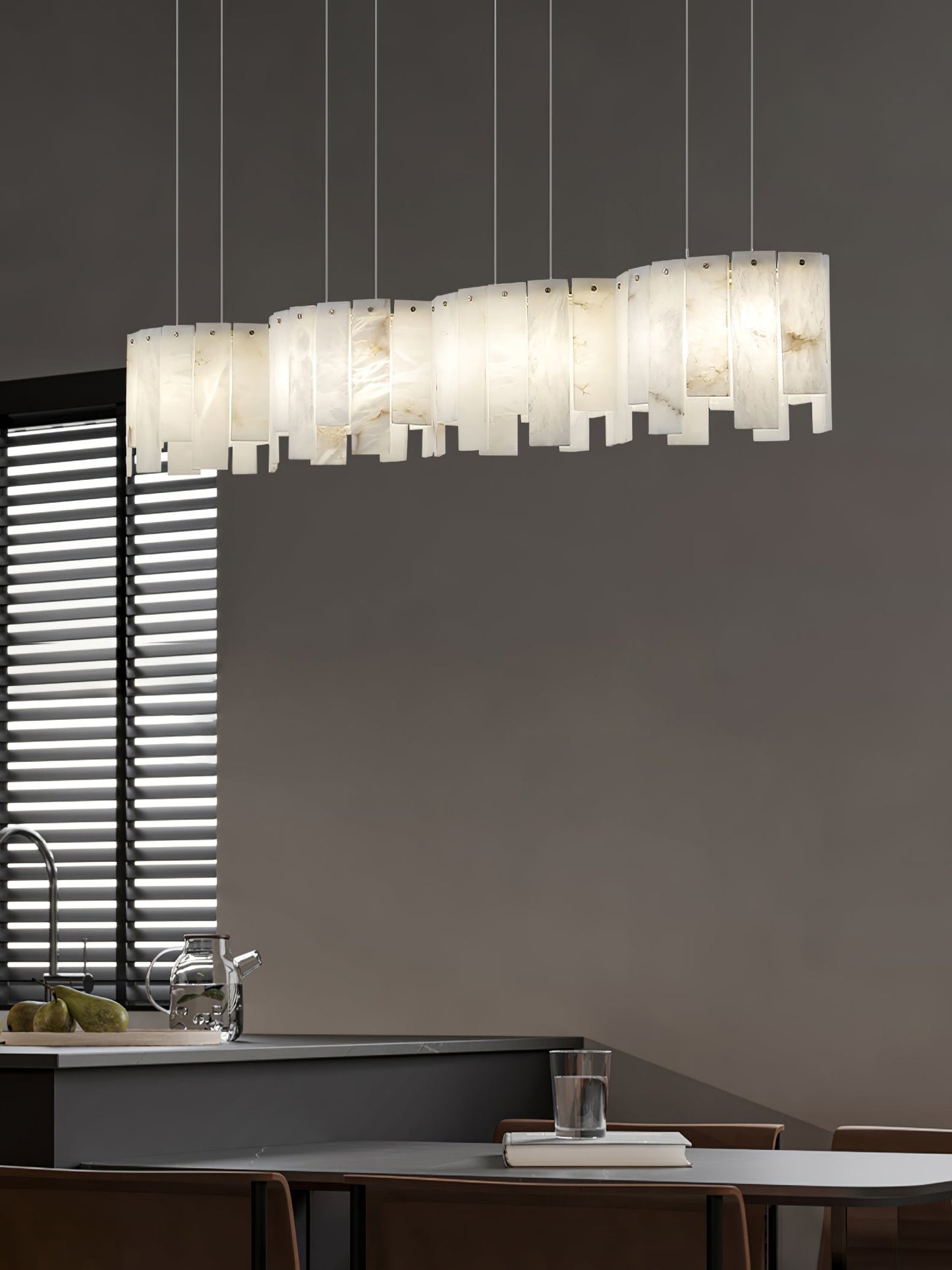 Arctora Alabaster Pendant Lamp with Gold & White Finish
