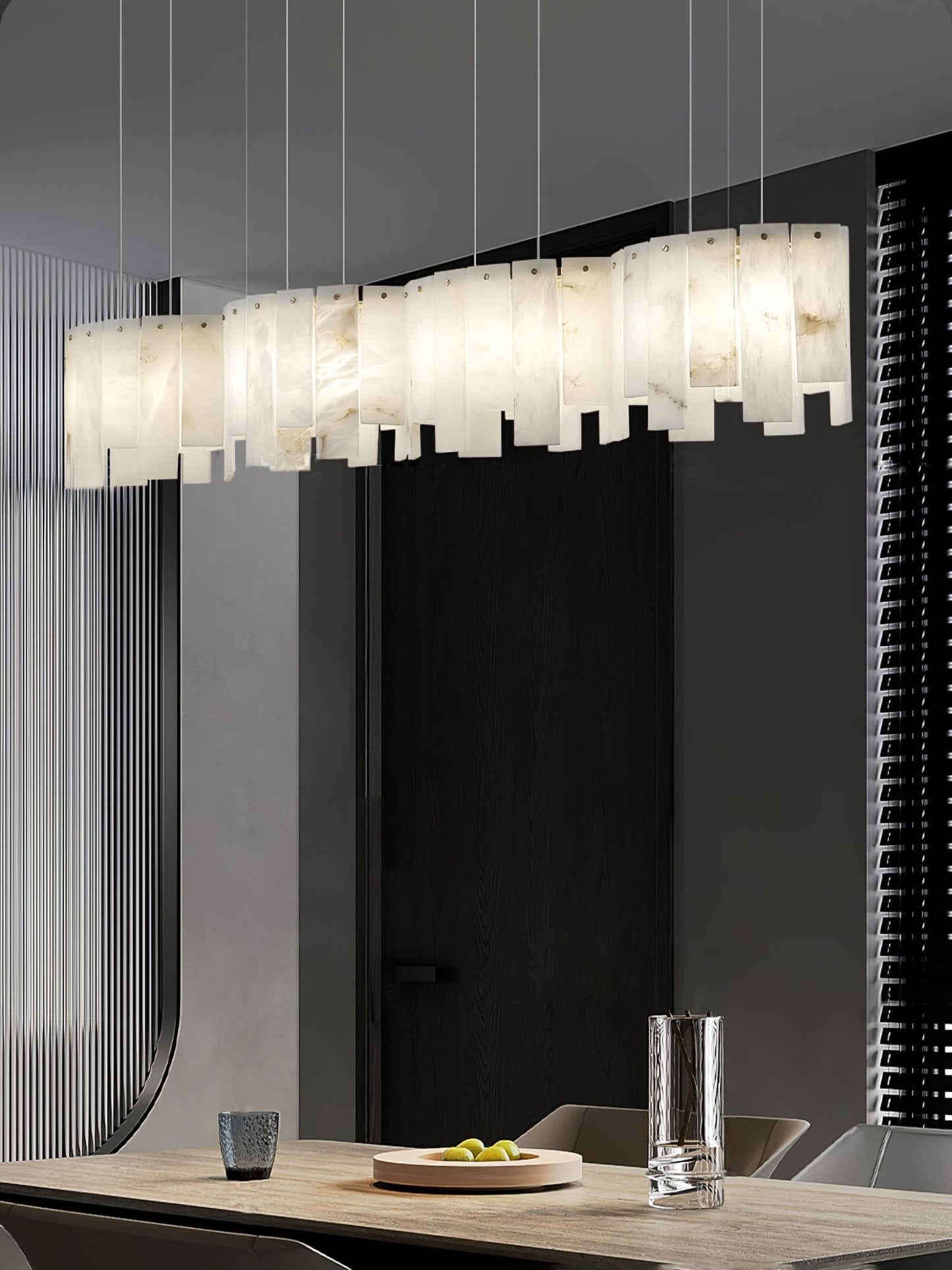Arctora Alabaster Pendant Lamp with Gold & White Finish
