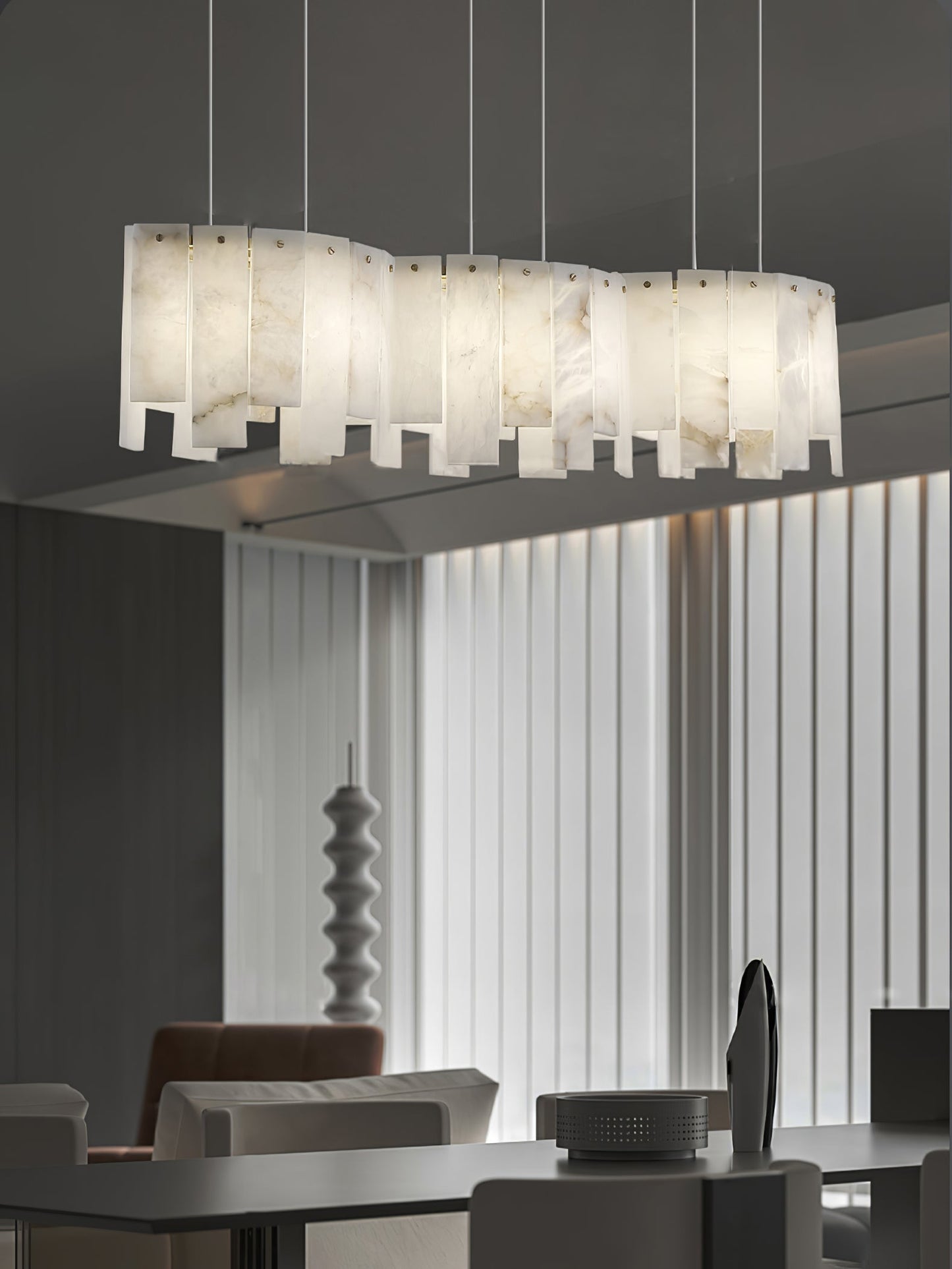Arctora Alabaster Pendant Lamp with Gold & White Finish