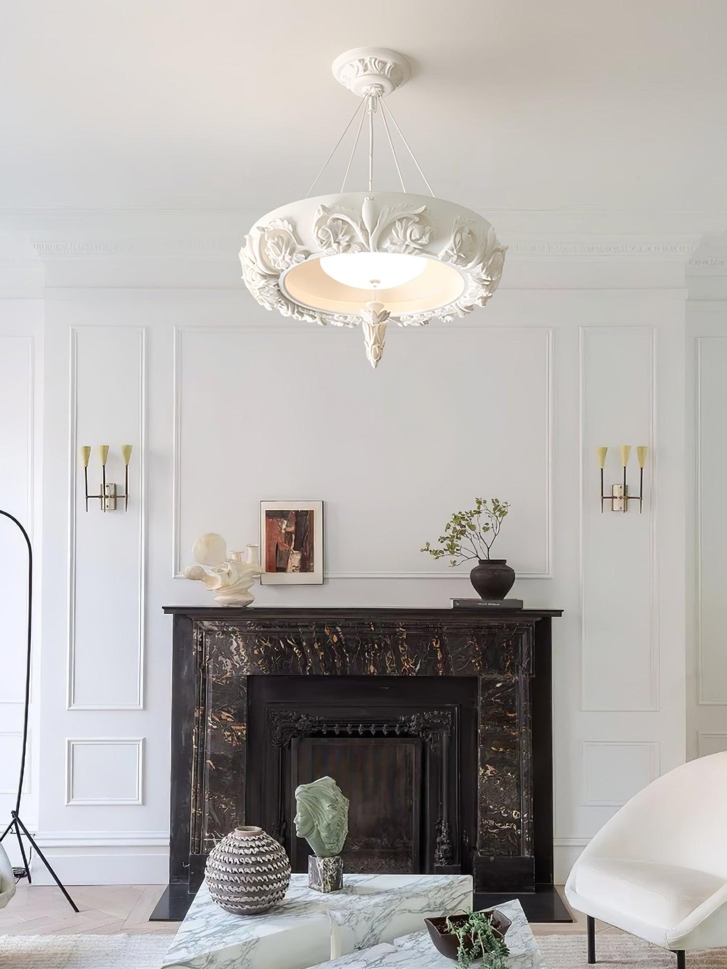 Artistic Carved Plaster Chandelier - YIOSI