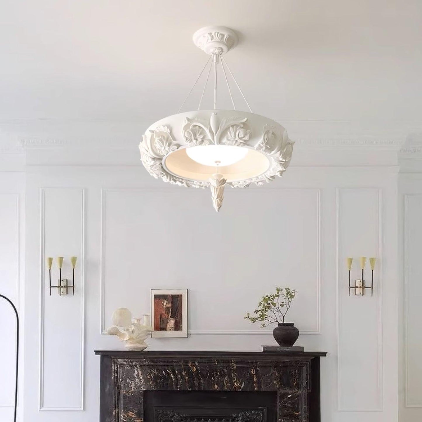 Artistic Carved Plaster Chandelier - YIOSI