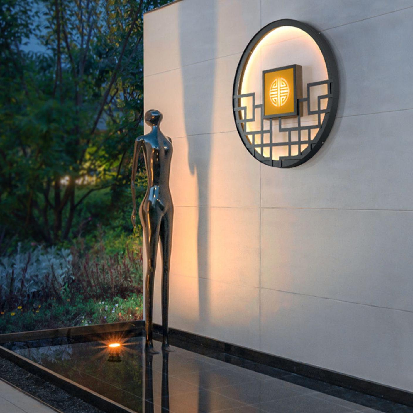 Asian Style Round Garden Wall Light - YIOSI