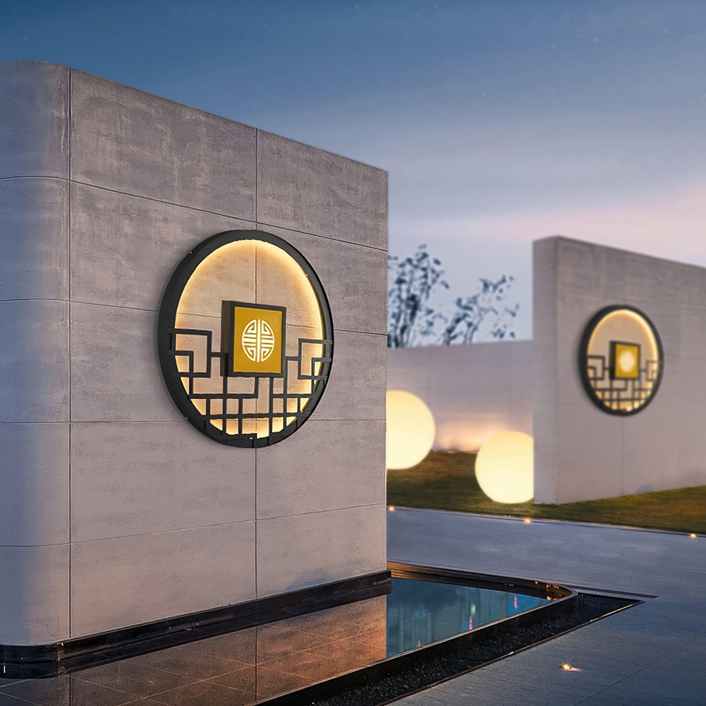 Asian Style Round Garden Wall Light - YIOSI