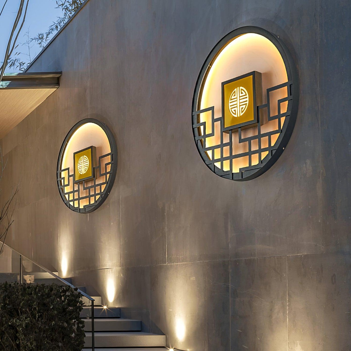Asian Style Round Garden Wall Light - YIOSI