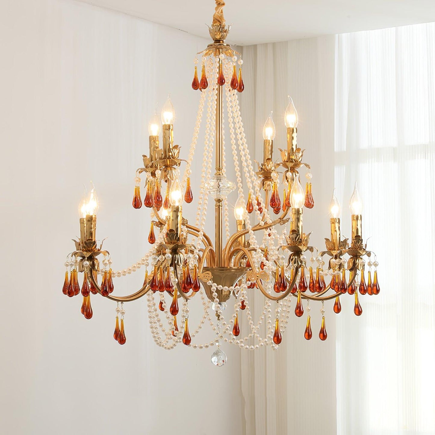 Aureate Amber Crystal Chandelier - YIOSI