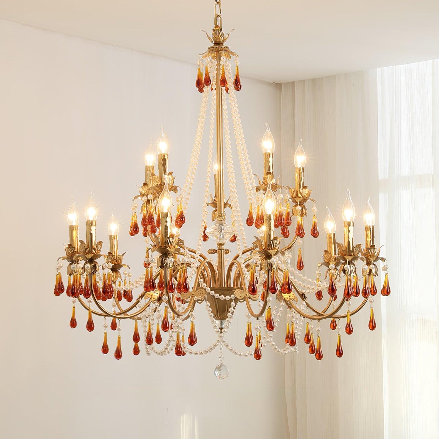 Aureate Amber Crystal Chandelier - YIOSI
