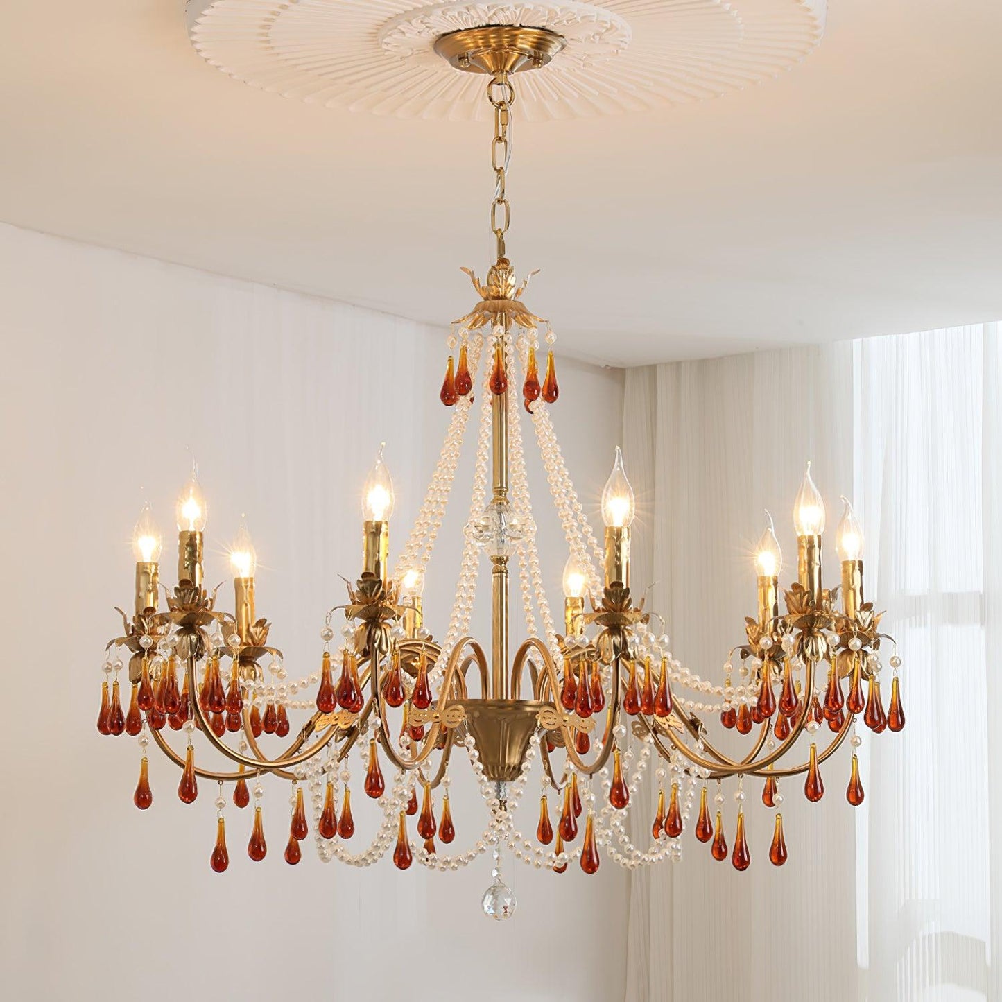 Aureate Amber Crystal Chandelier - YIOSI