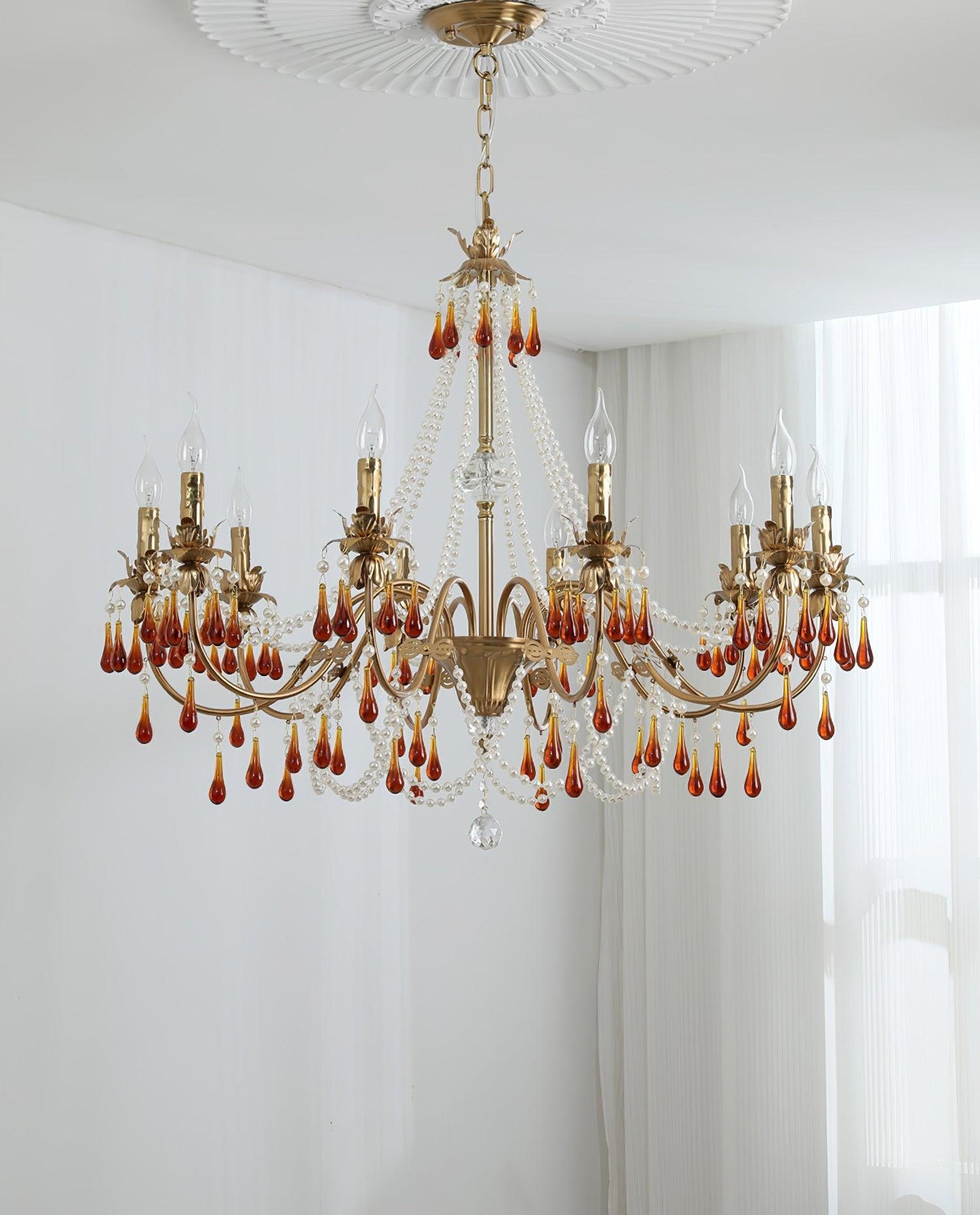 Aureate Amber Crystal Chandelier - YIOSI
