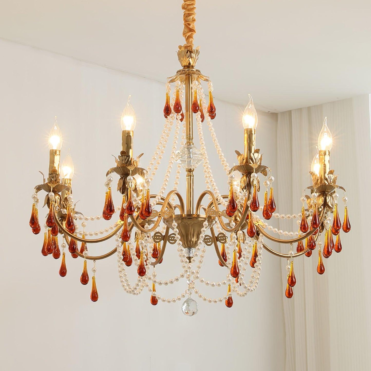 Aureate Amber Crystal Chandelier - YIOSI