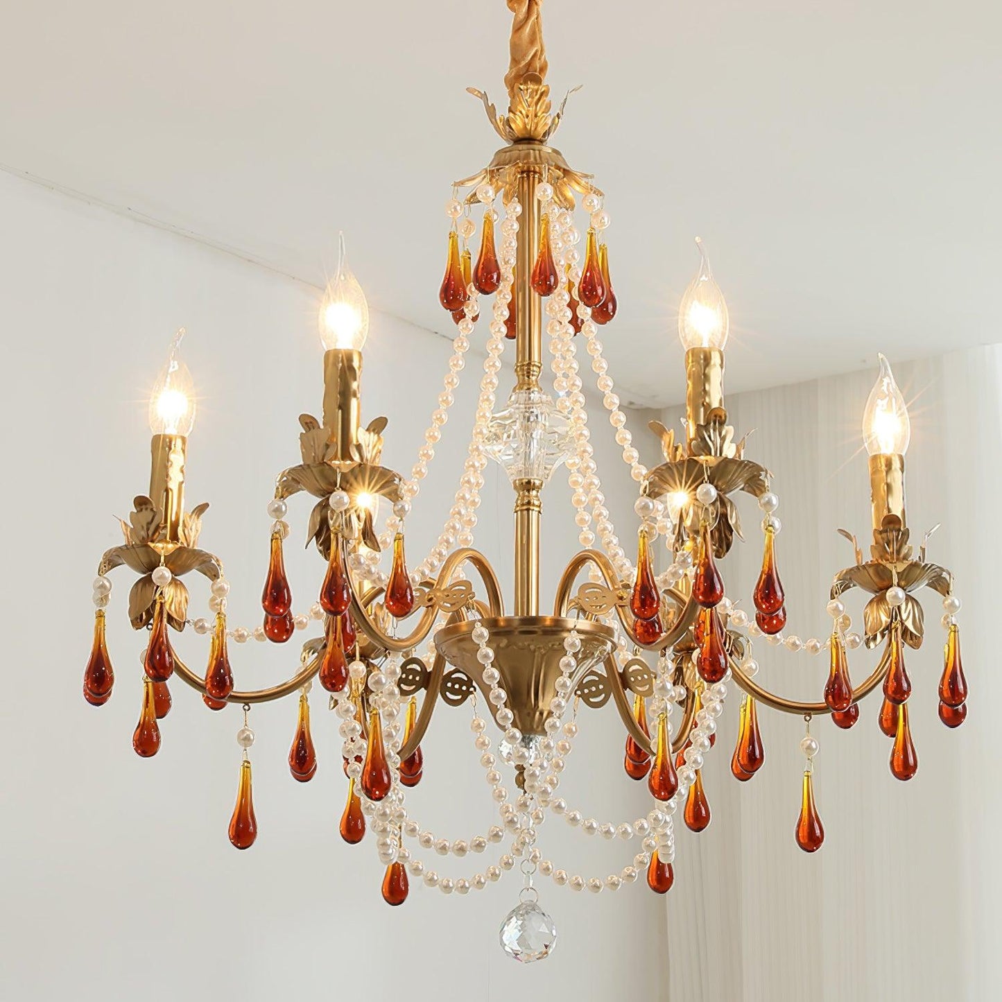 Aureate Amber Crystal Chandelier - YIOSI