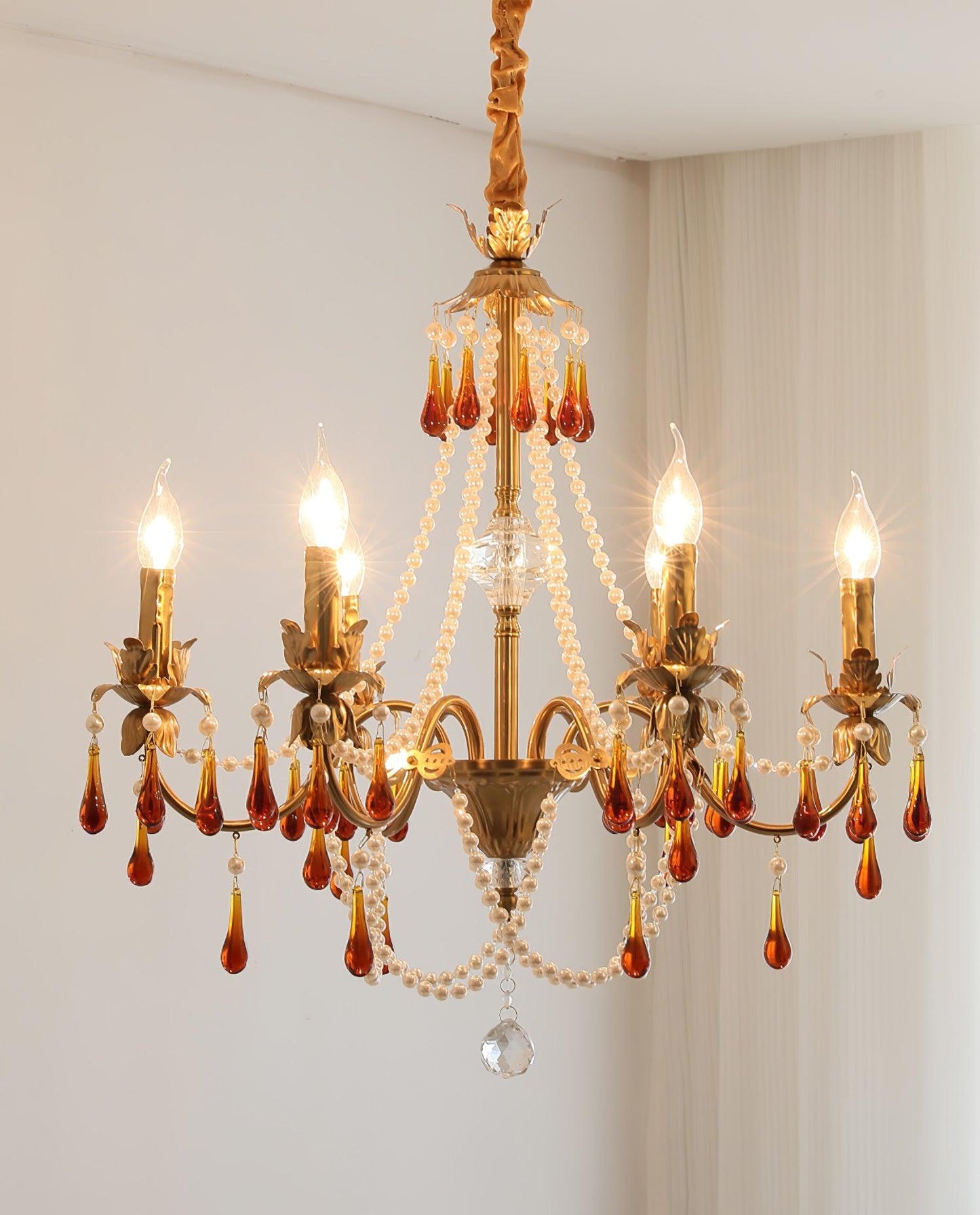 Aureate Amber Crystal Chandelier - YIOSI