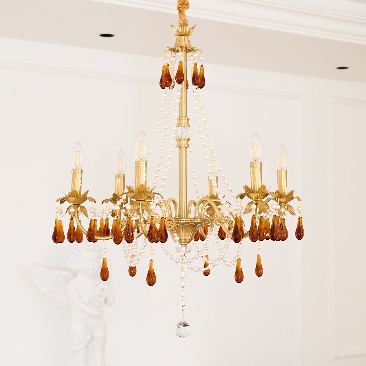 Aureate Amber Crystal Chandelier - YIOSI