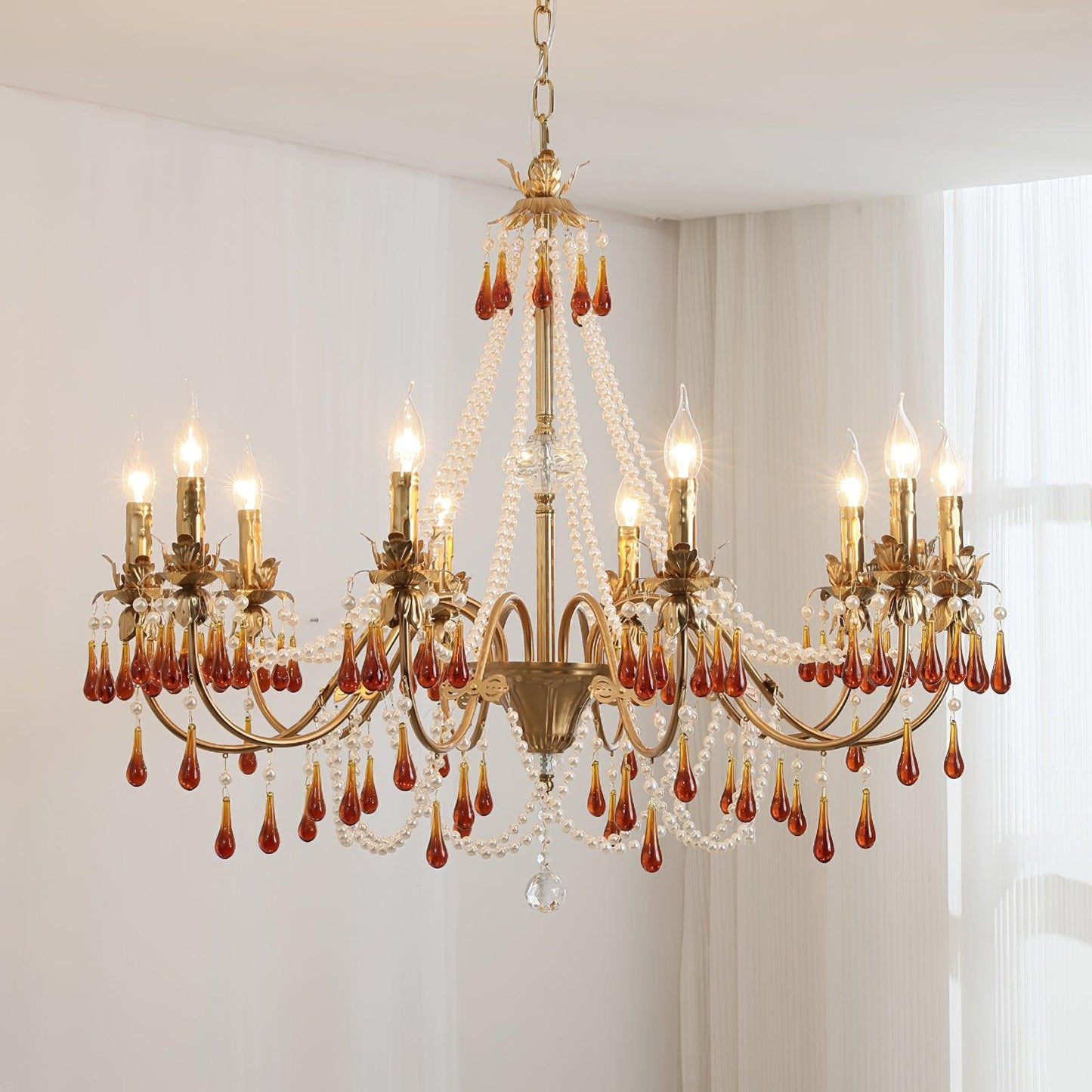 Aureate Amber Crystal Chandelier - YIOSI