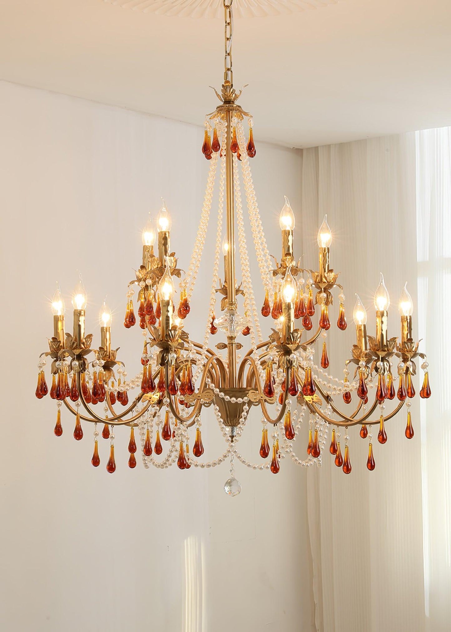 Aureate Amber Crystal Chandelier - YIOSI