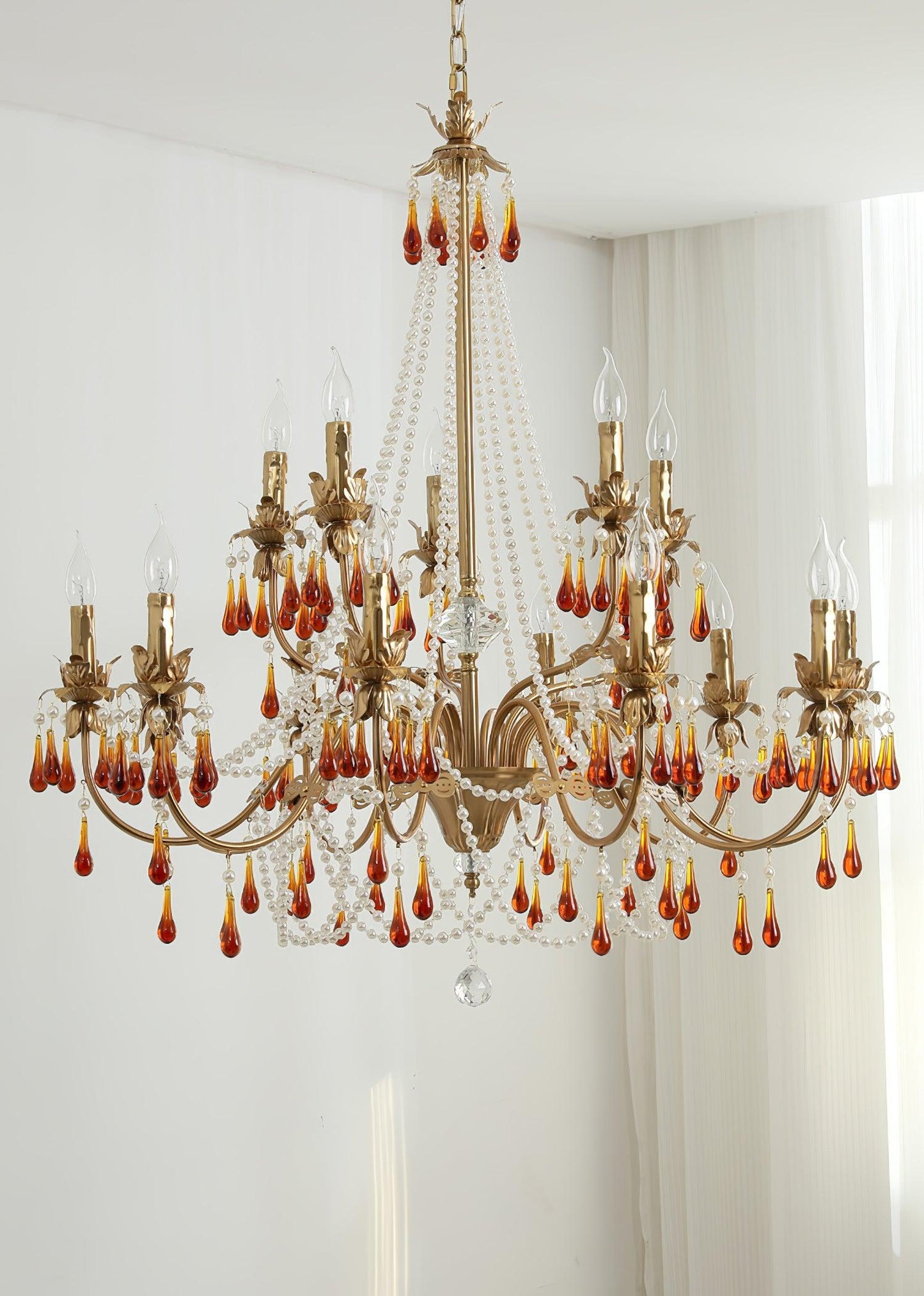 Aureate Amber Crystal Chandelier - YIOSI