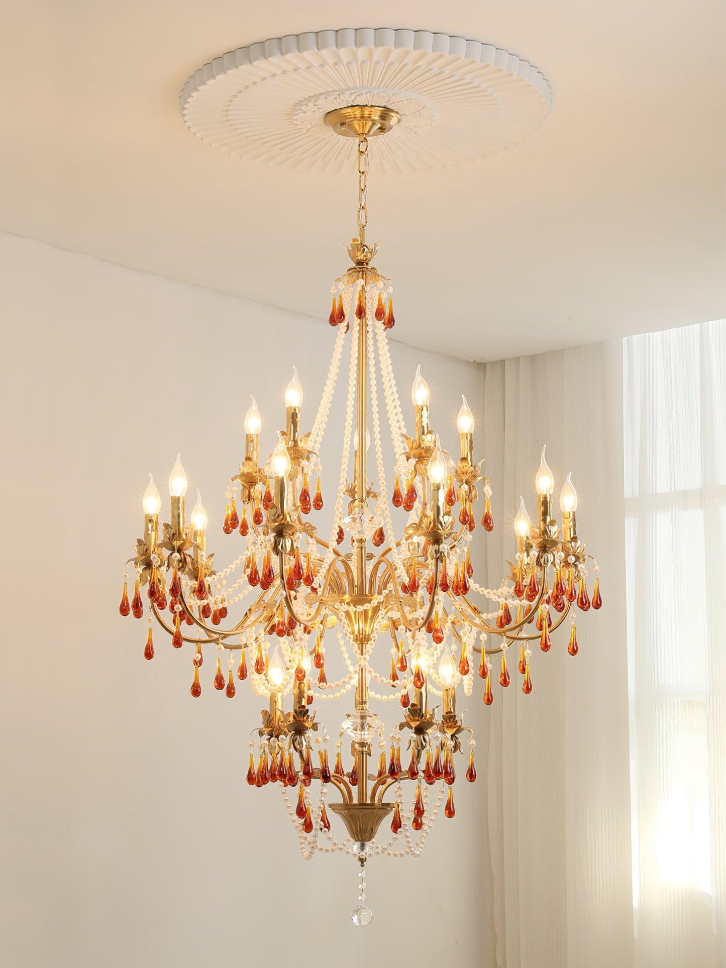 Aureate Amber Crystal Chandelier - YIOSI