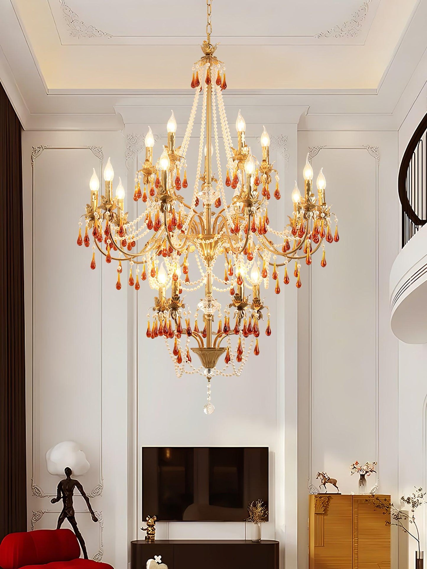 Aureate Amber Crystal Chandelier - YIOSI