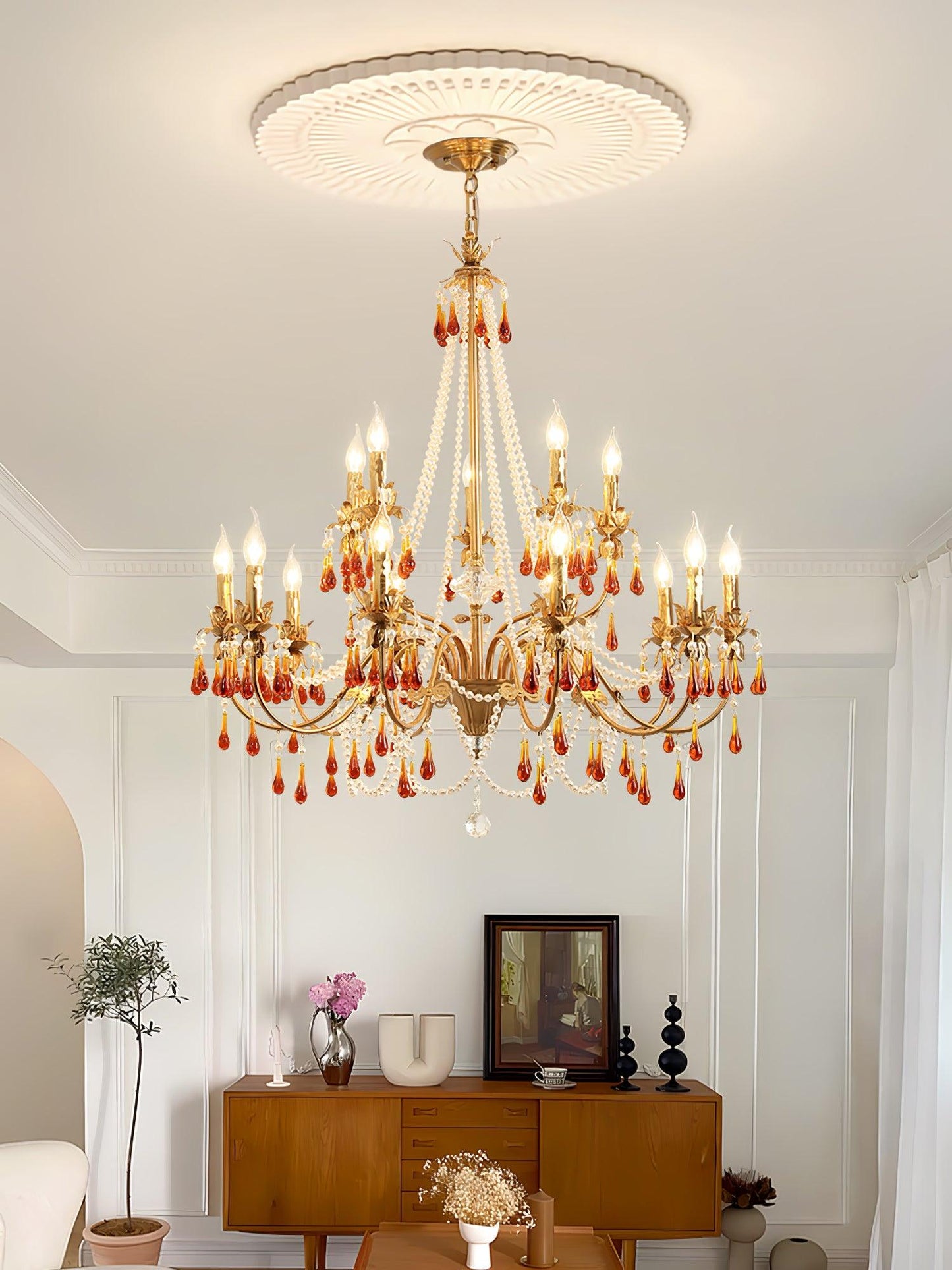 Aureate Amber Crystal Chandelier - YIOSI