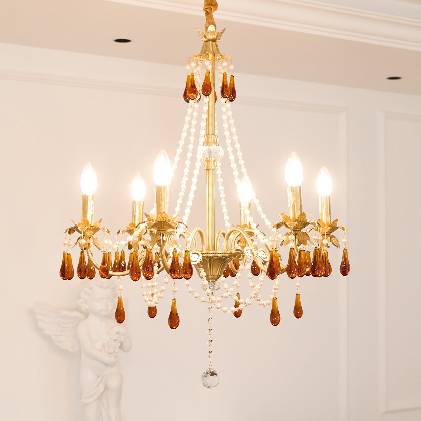 Aureate Amber Crystal Chandelier - YIOSI