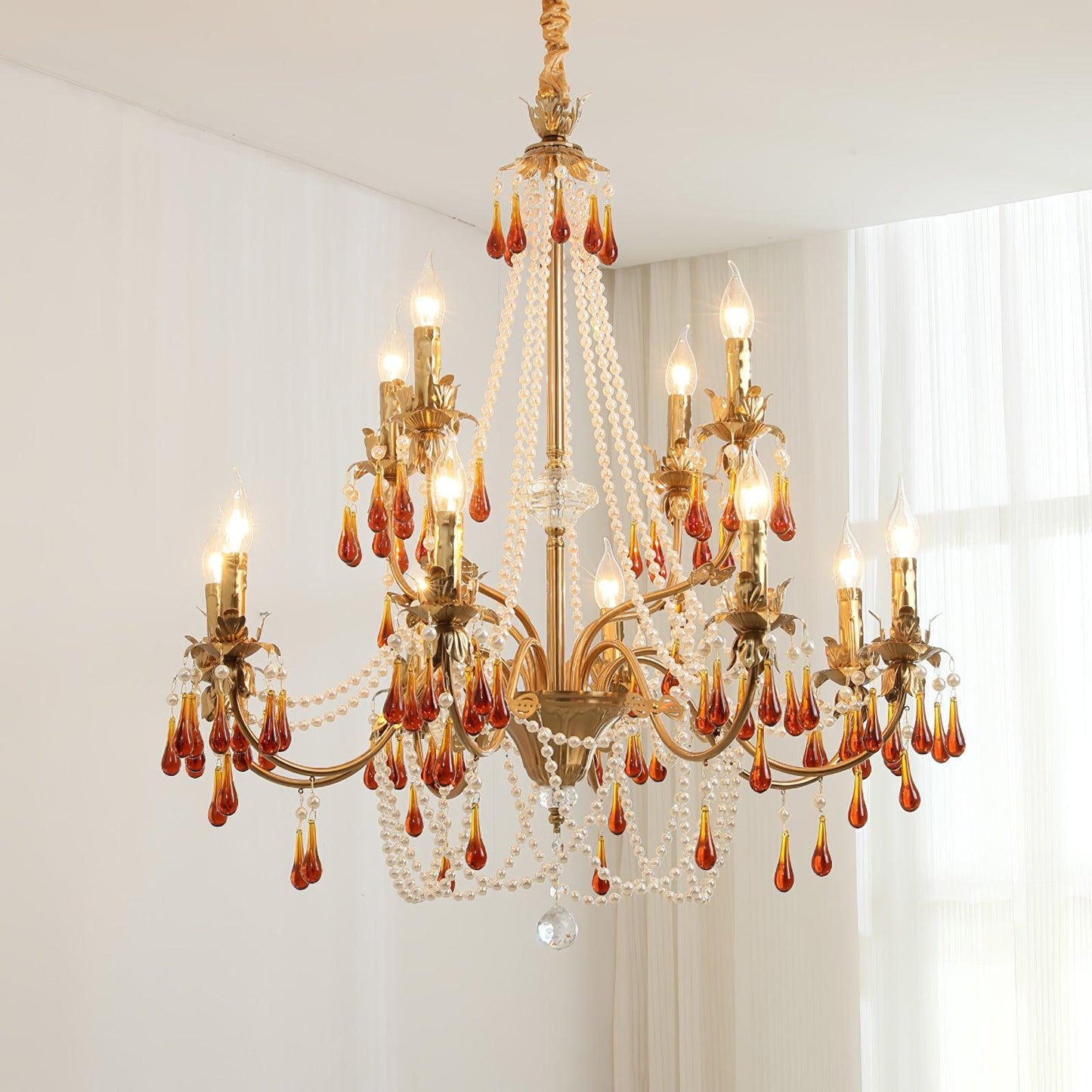 Aureate Amber Crystal Chandelier - YIOSI