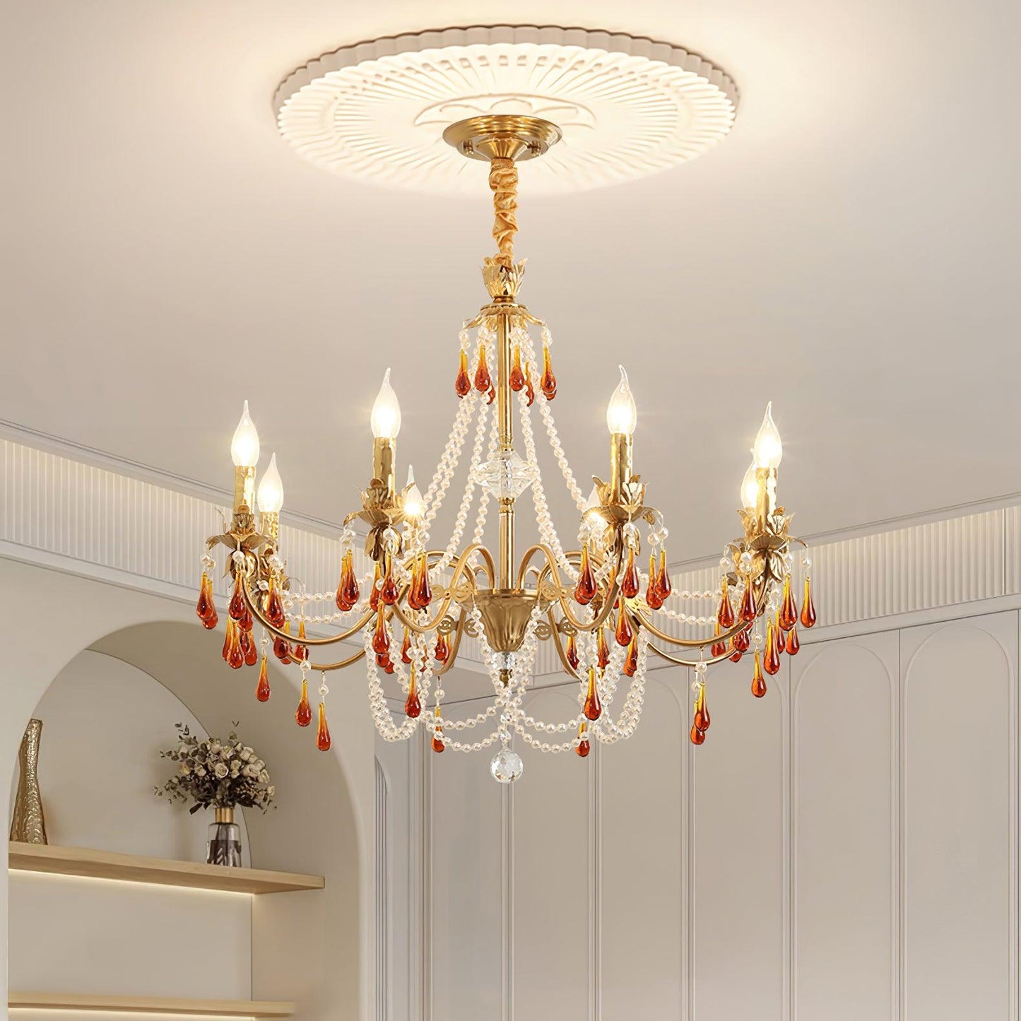 Aureate Amber Crystal Chandelier - YIOSI