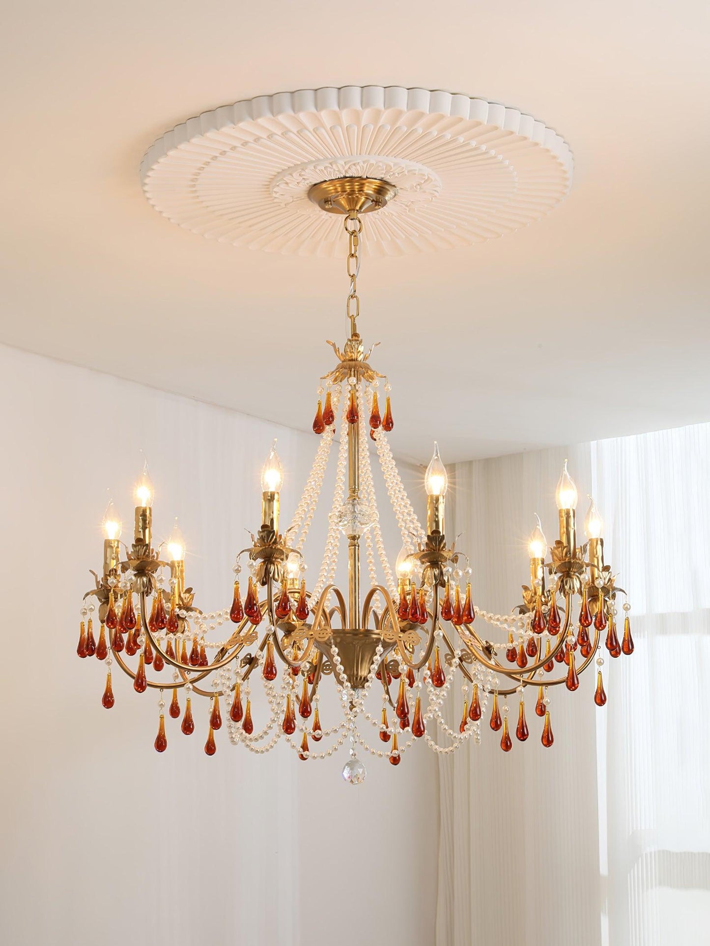 Aureate Amber Crystal Chandelier - YIOSI