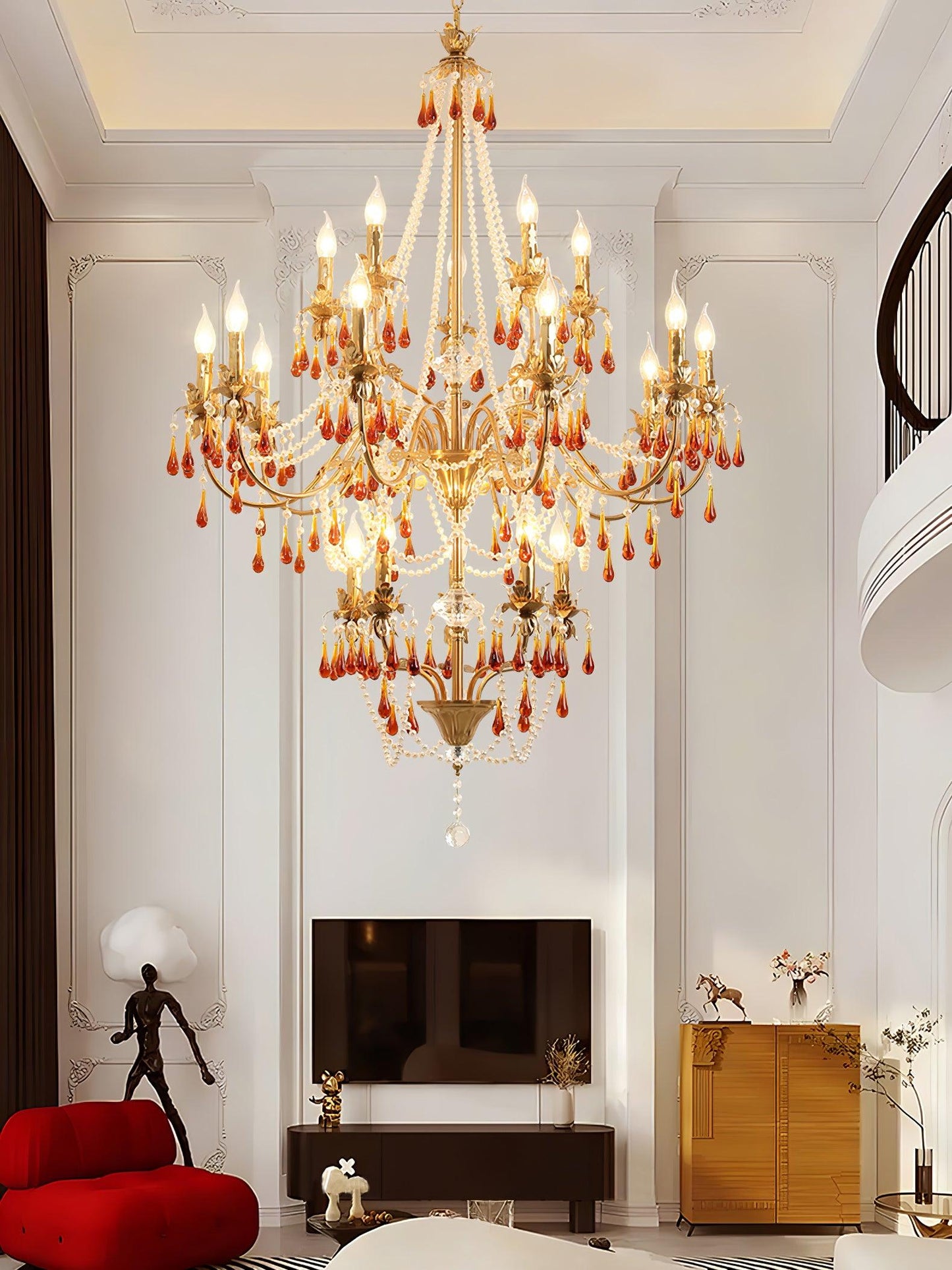 Aureate Amber Crystal Chandelier - YIOSI