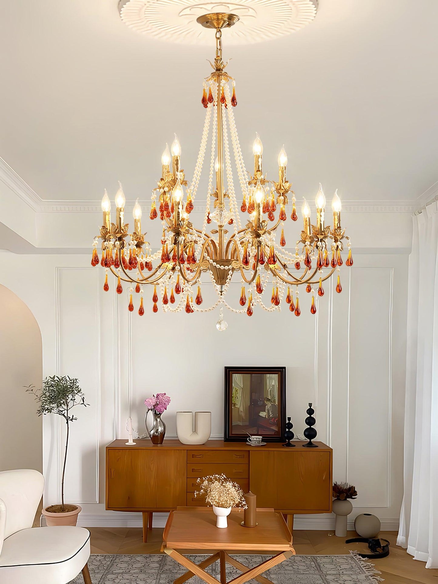 Aureate Amber Crystal Chandelier - YIOSI