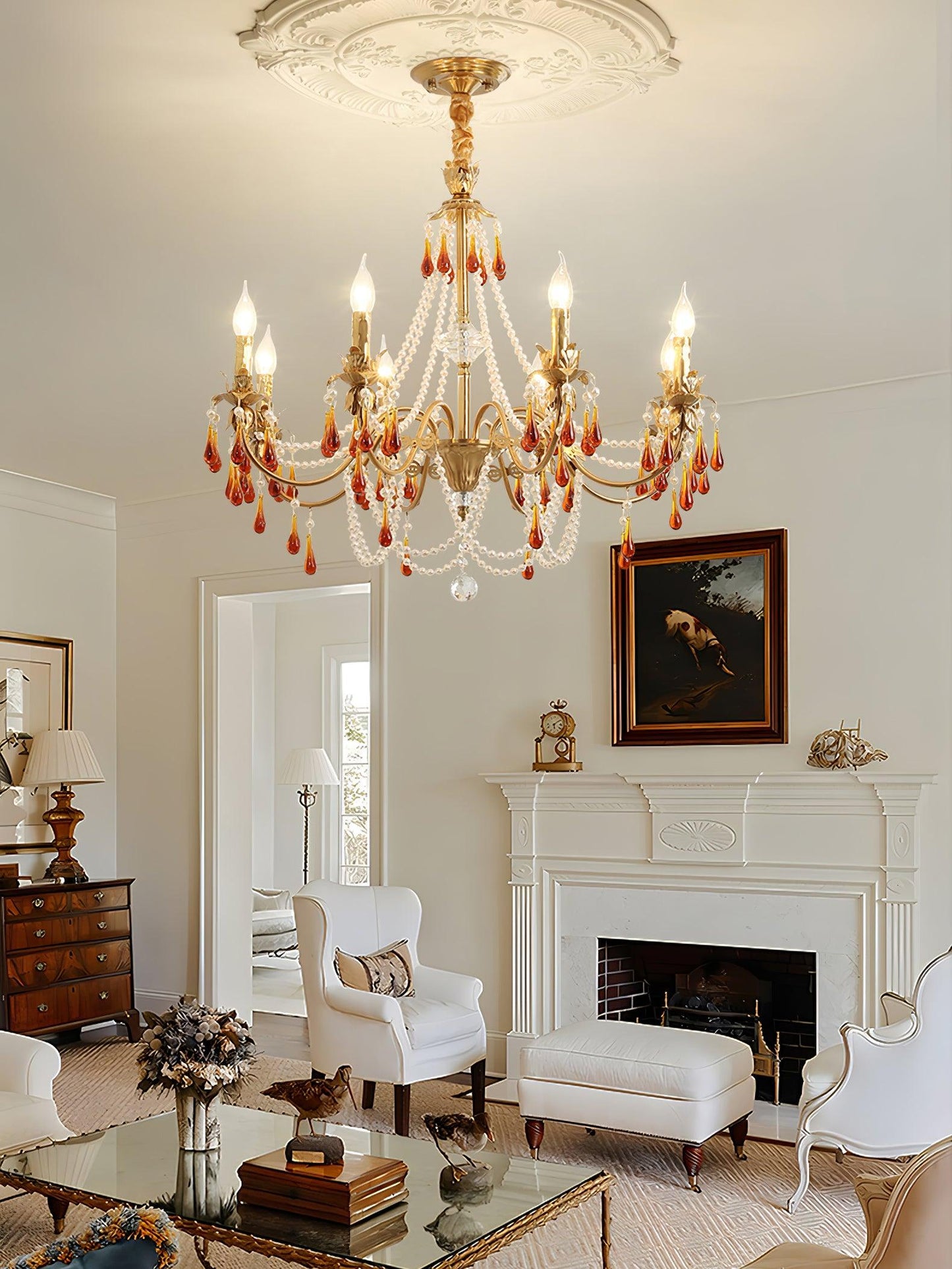 Aureate Amber Crystal Chandelier - YIOSI