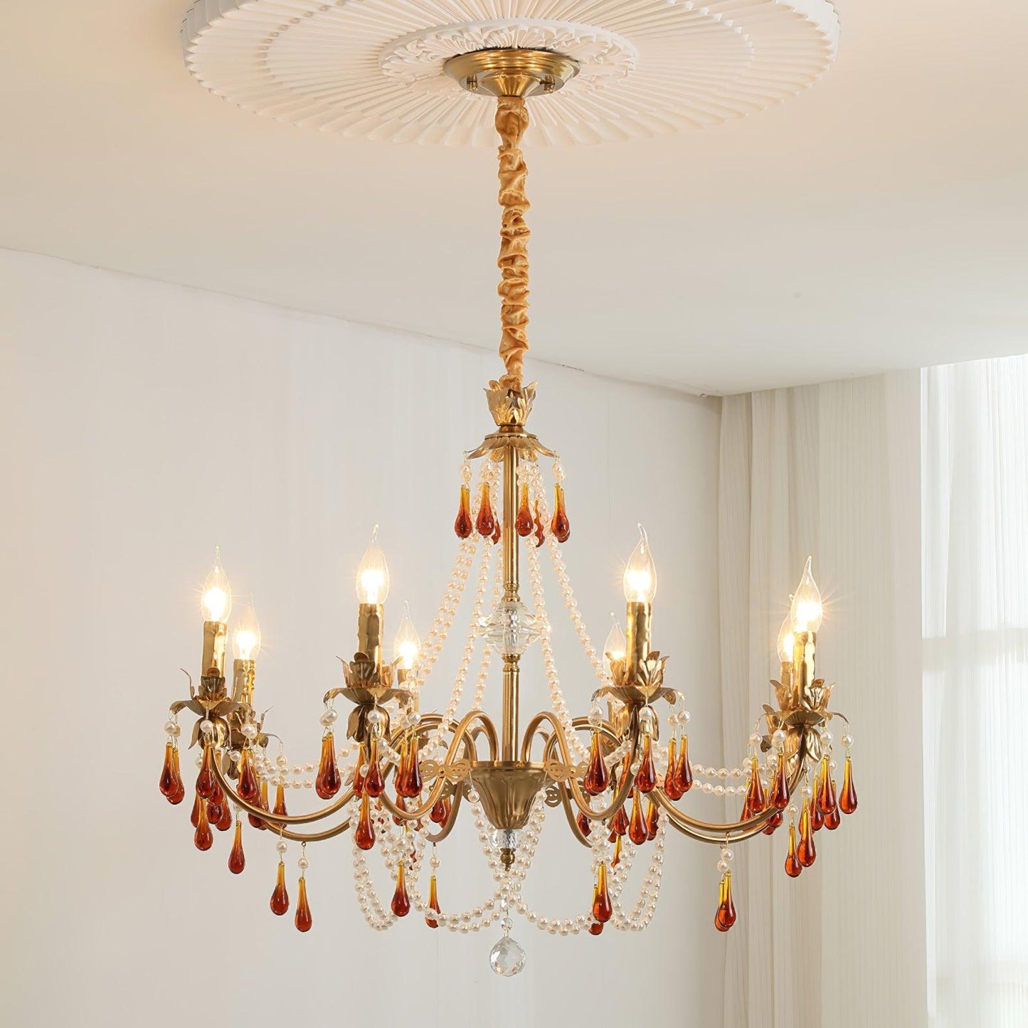 Aureate Amber Crystal Chandelier - YIOSI