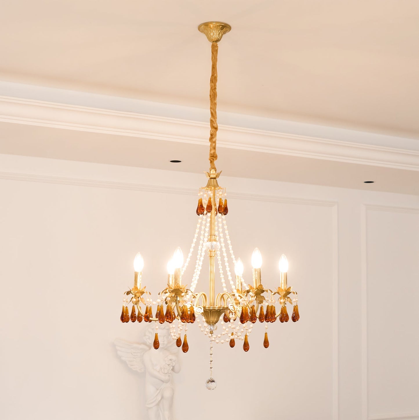 Aureate Amber Crystal Chandelier - YIOSI