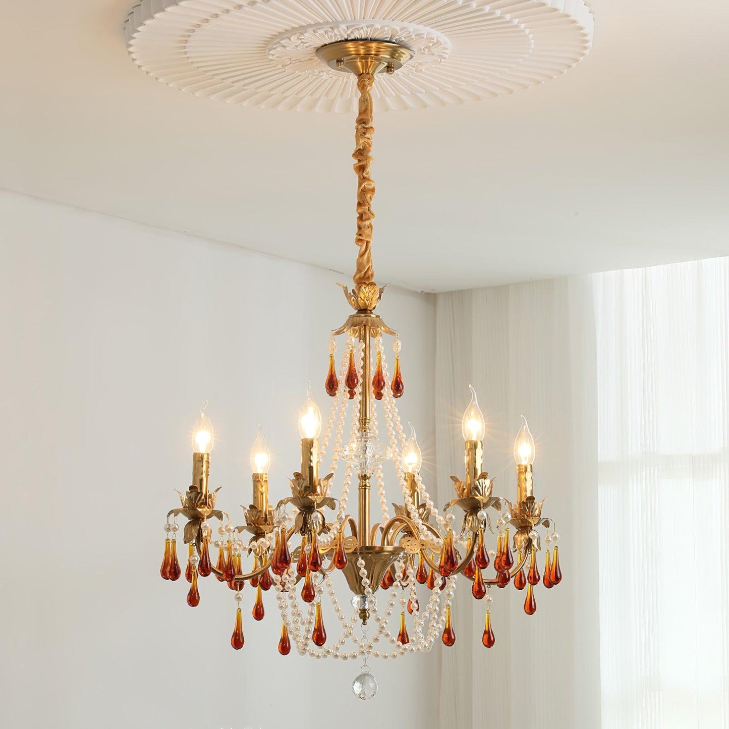 Aureate Amber Crystal Chandelier - YIOSI