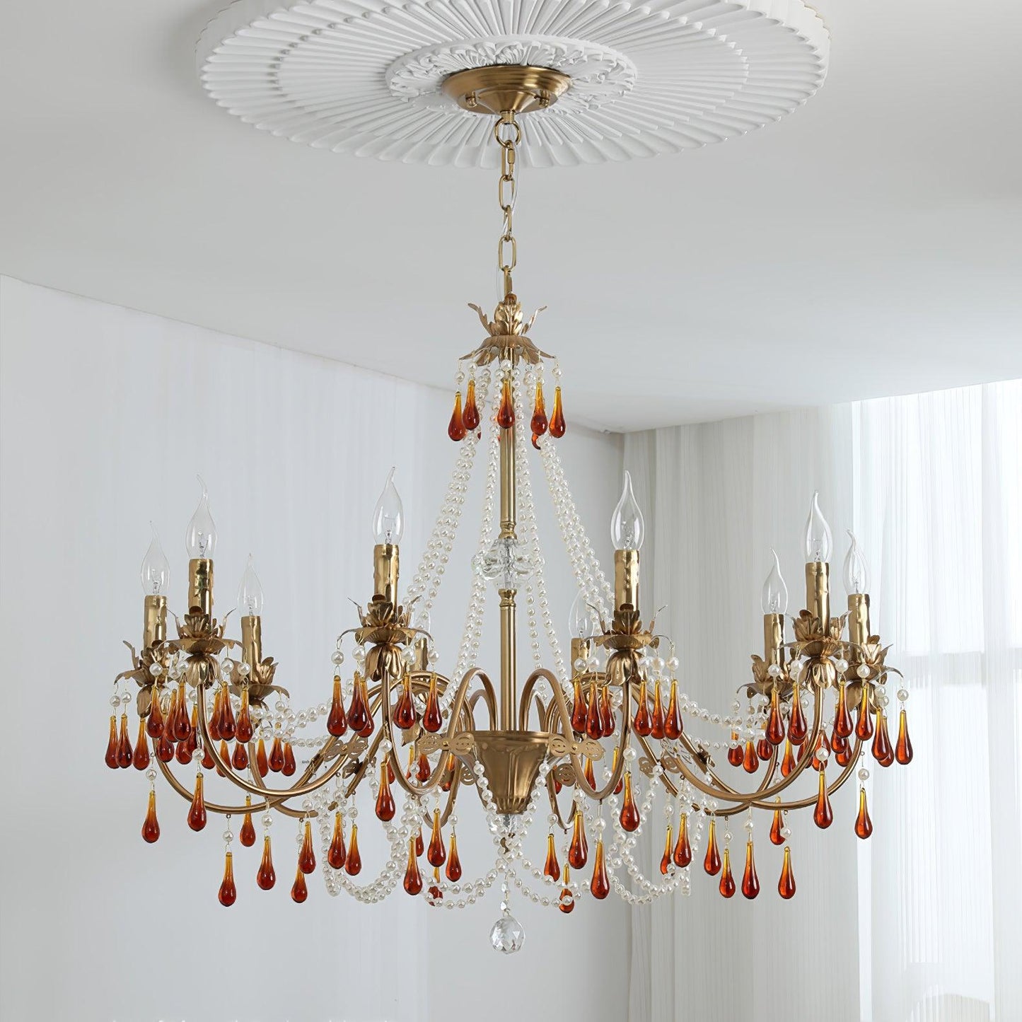 Aureate Amber Crystal Chandelier - YIOSI