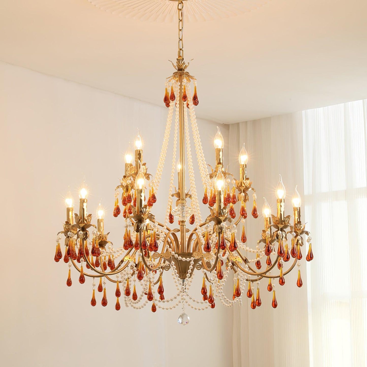 Aureate Amber Crystal Chandelier - YIOSI
