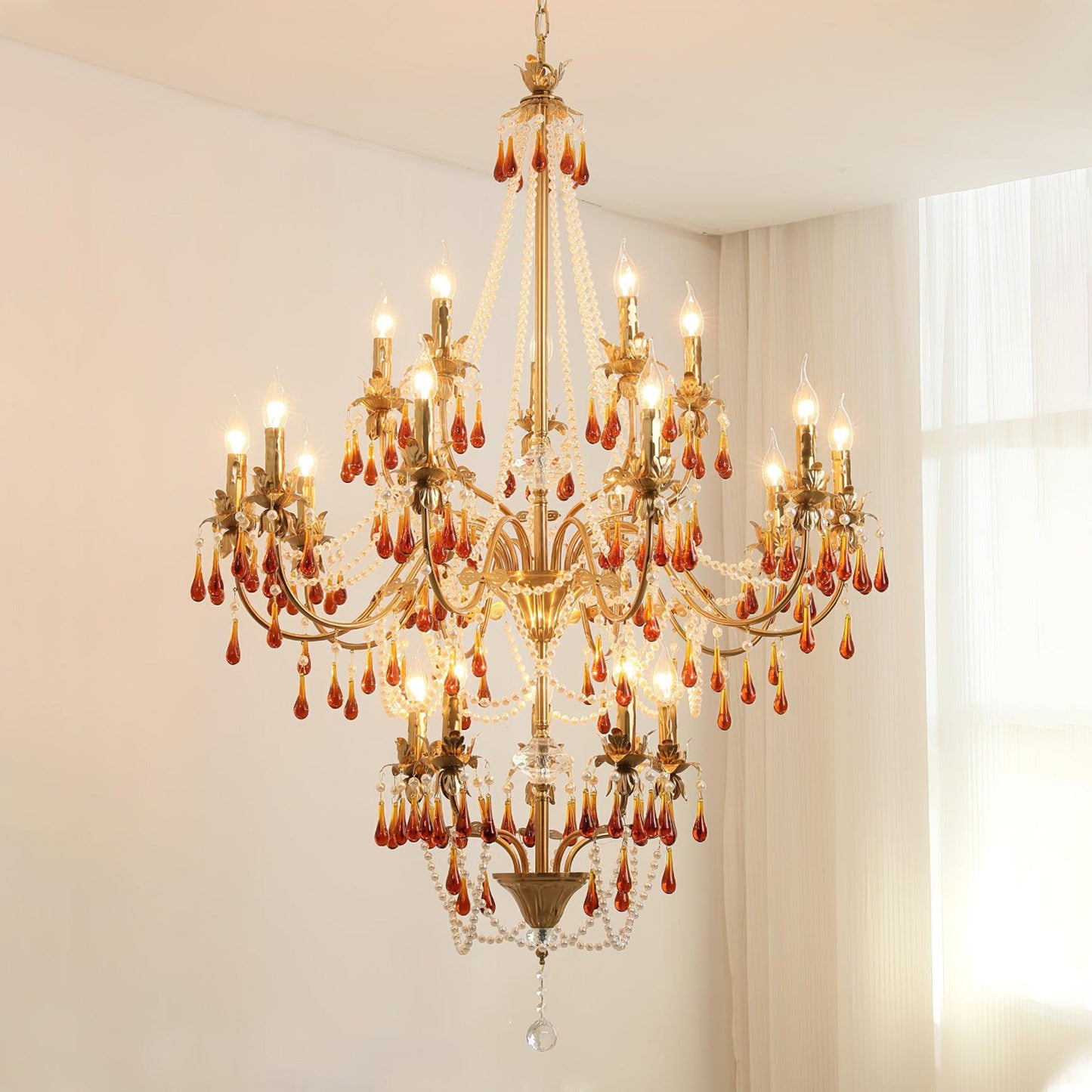 Aureate Amber Crystal Chandelier - YIOSI