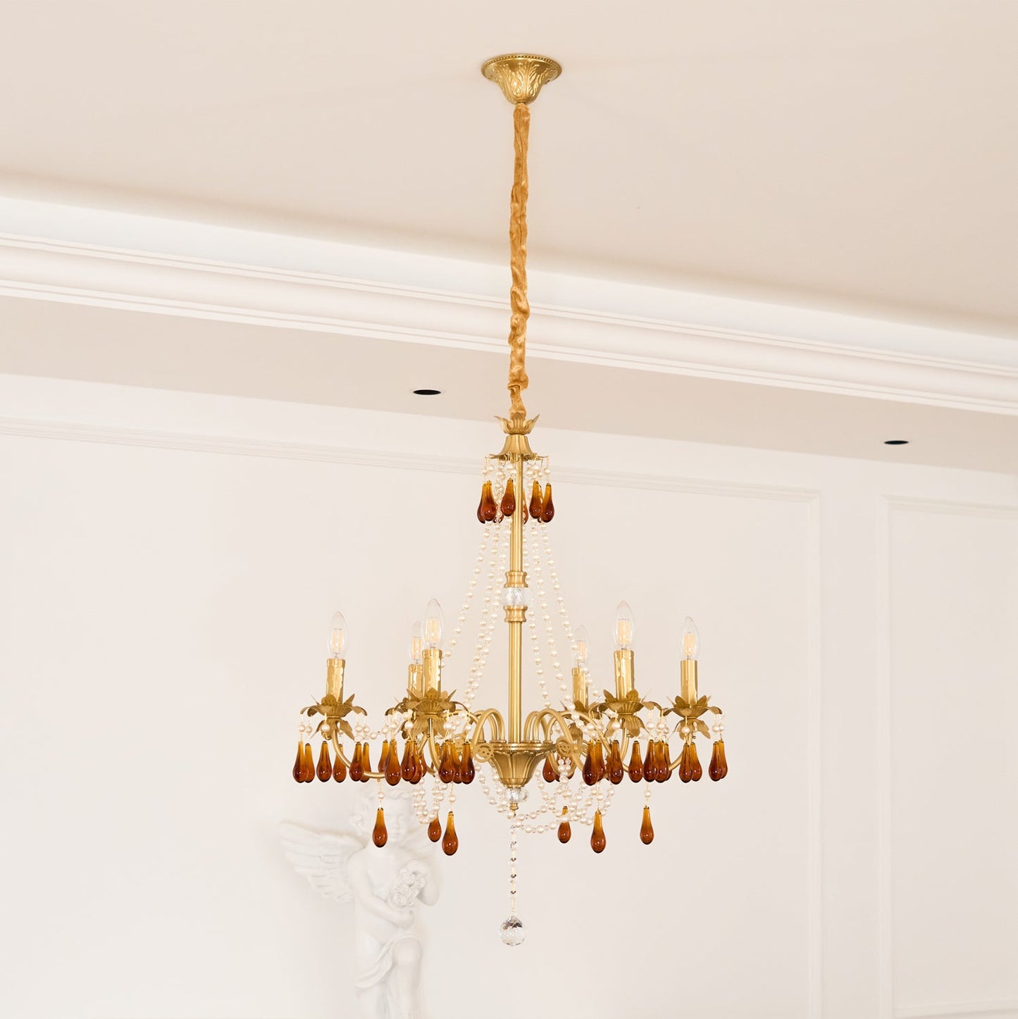Aureate Amber Crystal Chandelier - YIOSI