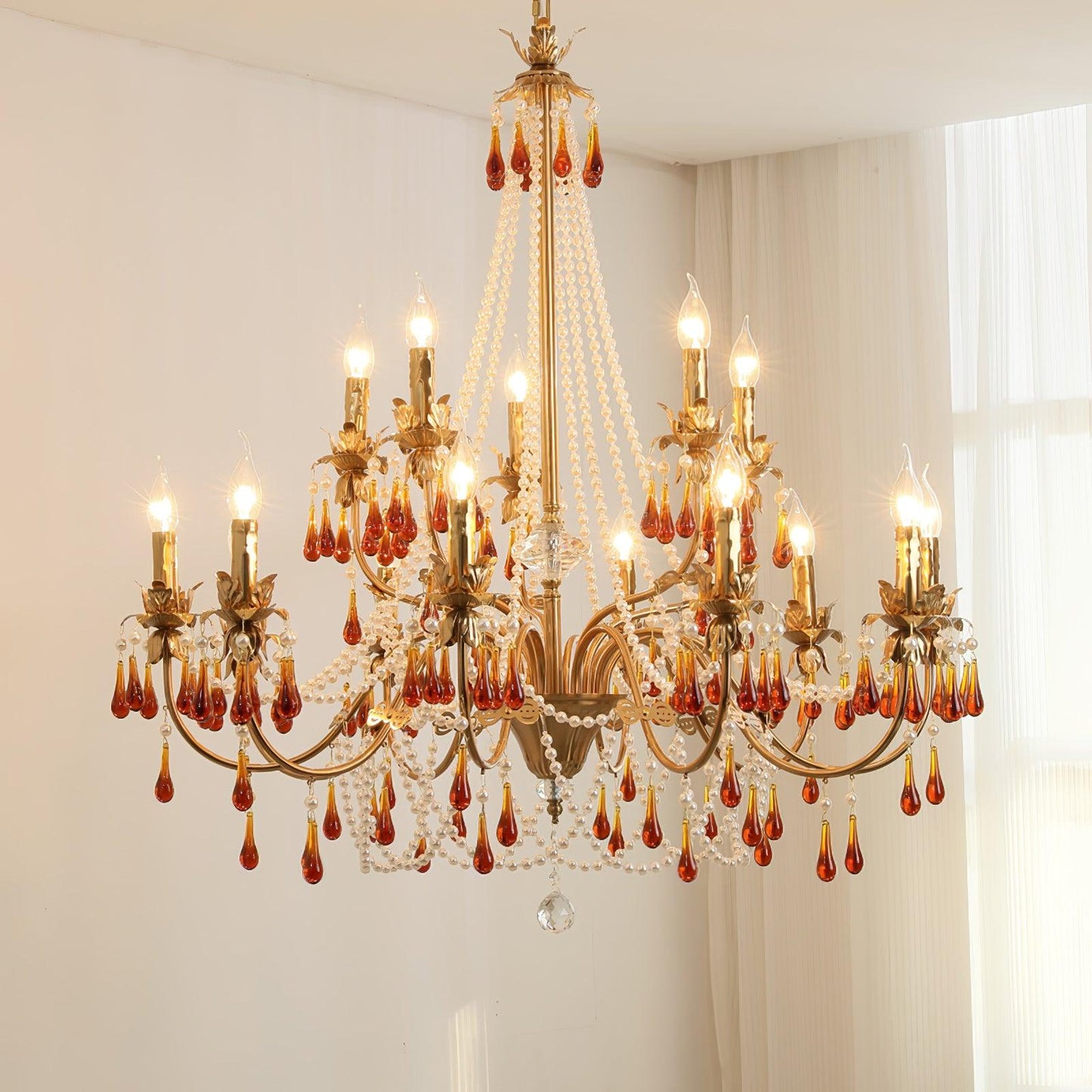 Aureate Amber Crystal Chandelier - YIOSI