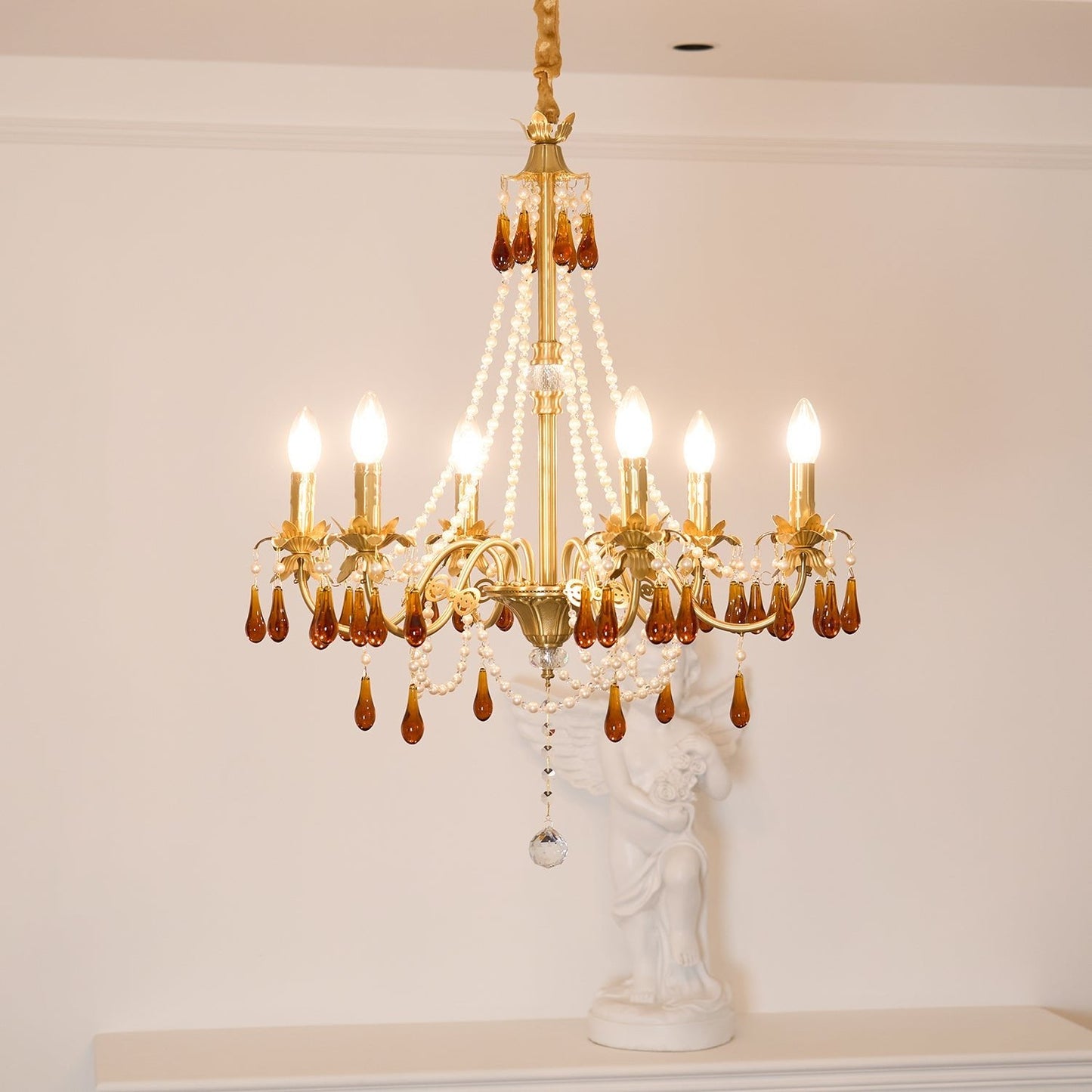 Aureate Amber Crystal Chandelier - YIOSI