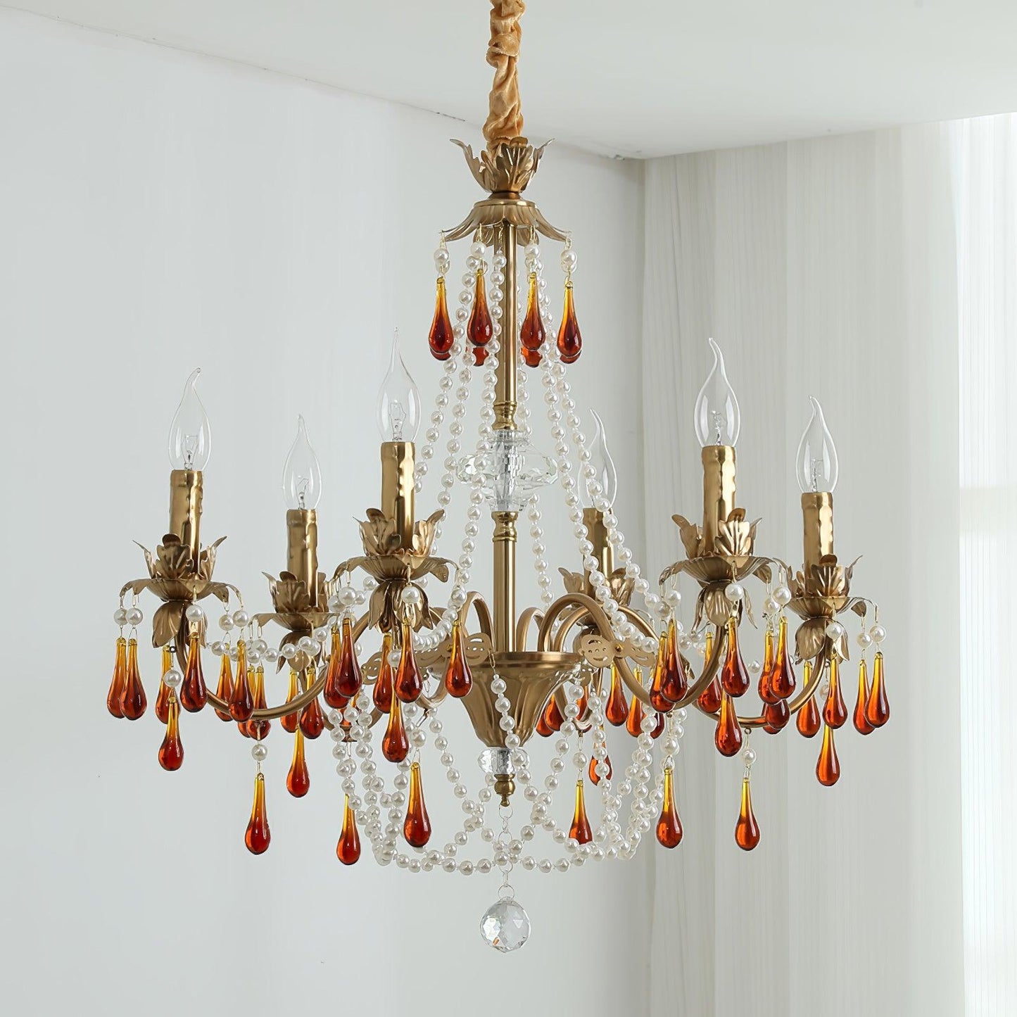 Aureate Amber Crystal Chandelier - YIOSI