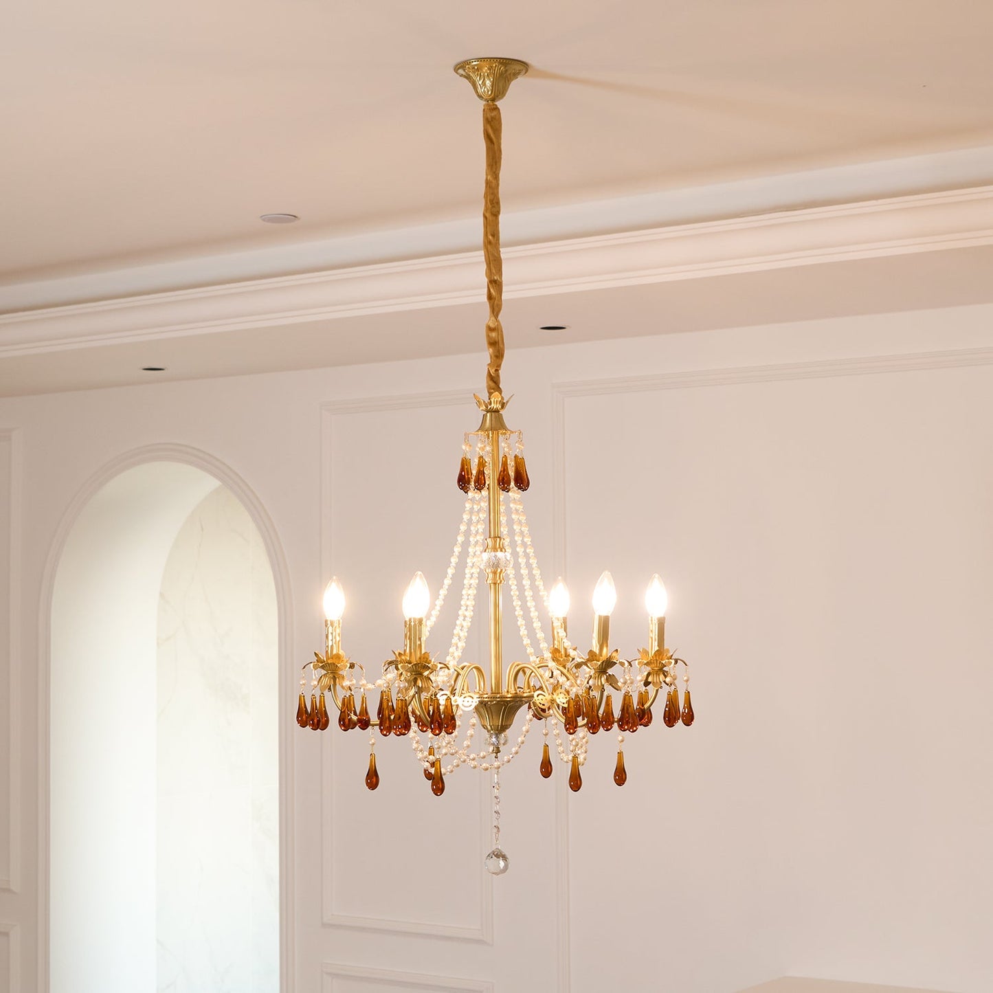 Aureate Amber Crystal Chandelier - YIOSI