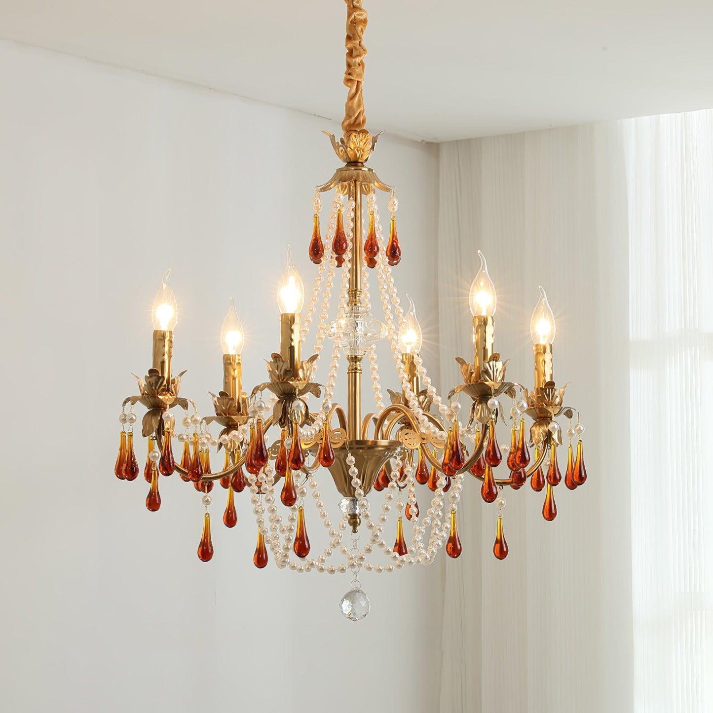 Aureate Amber Crystal Chandelier - YIOSI