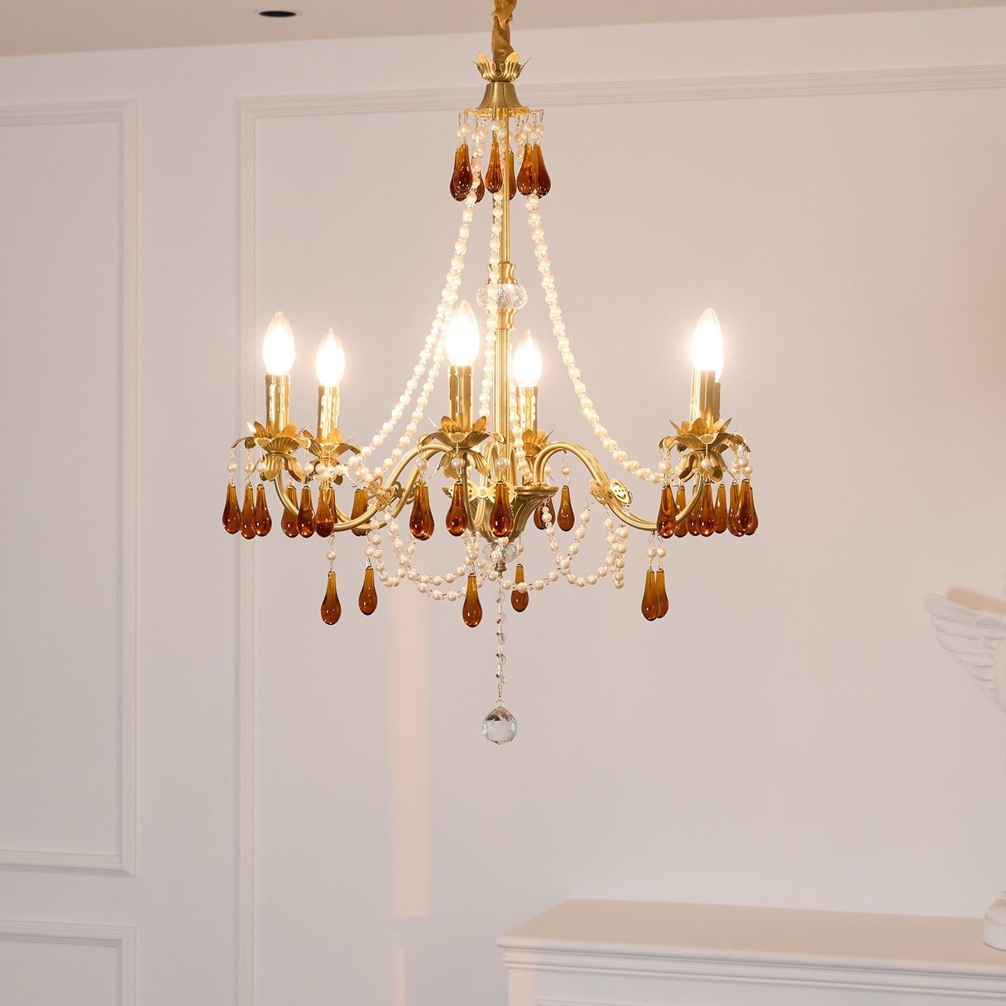 Aureate Amber Crystal Chandelier - YIOSI